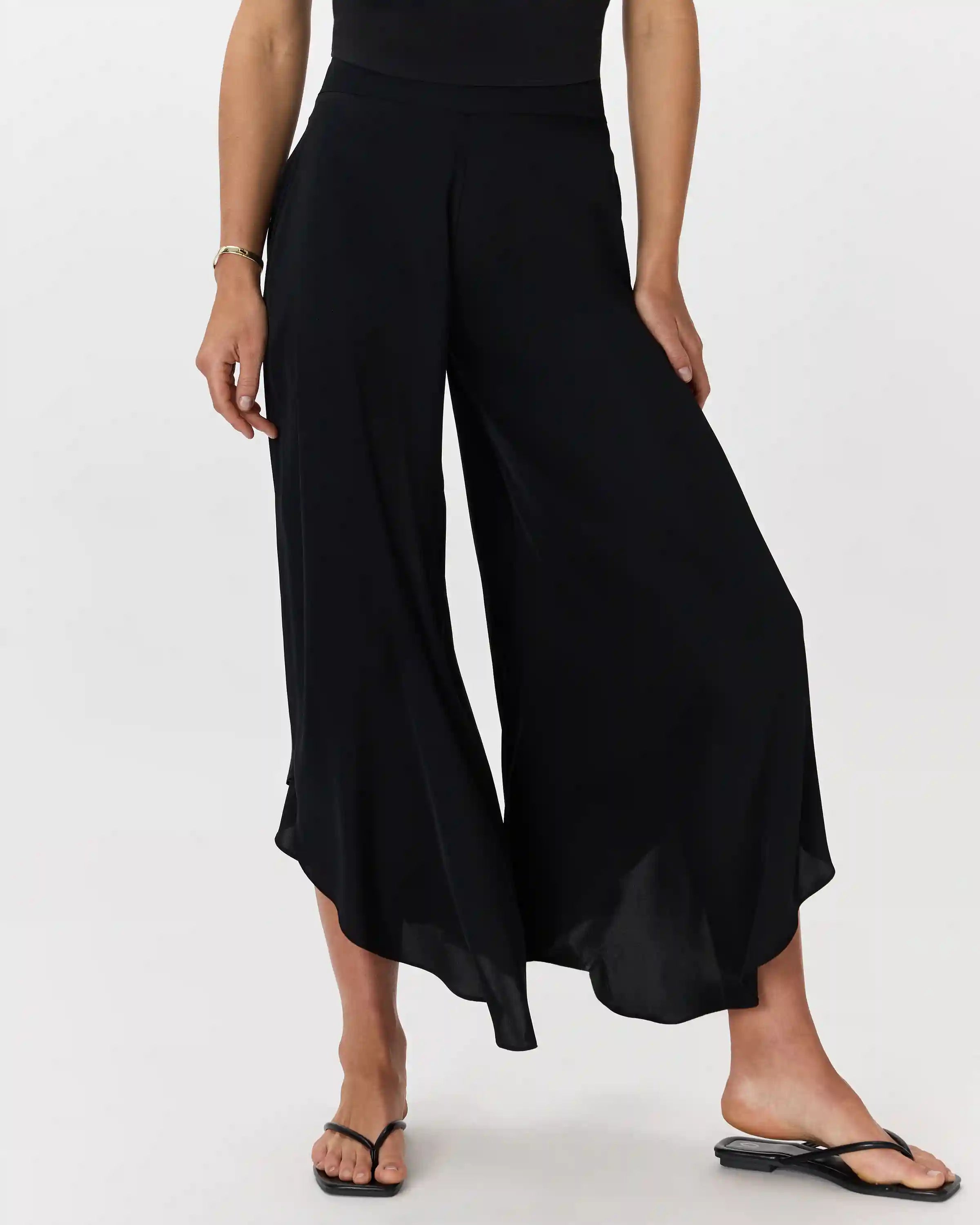 Washable Stretch Silk Palazzo Pants