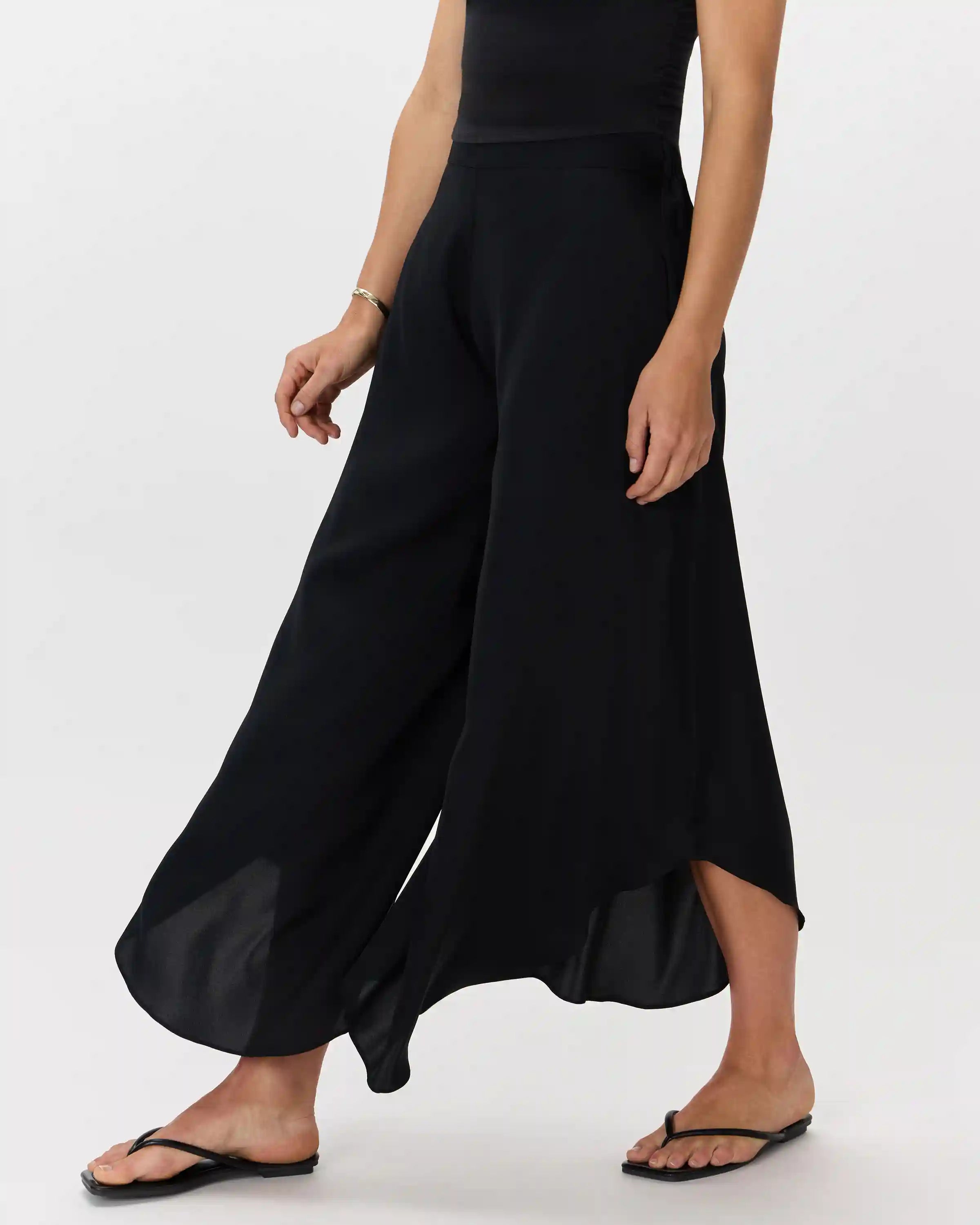 Washable Stretch Silk Palazzo Pants