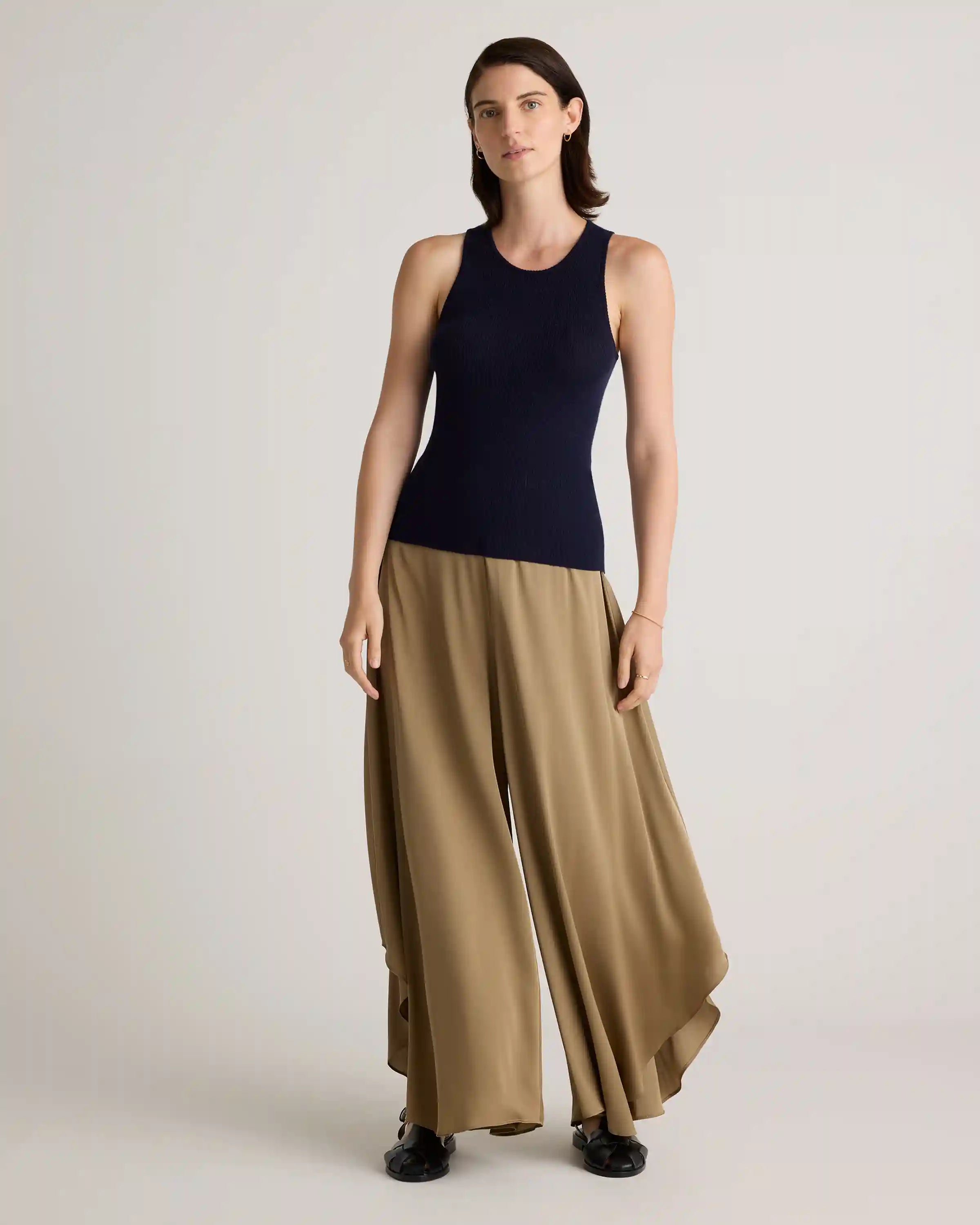 Washable Stretch Silk Palazzo Pants