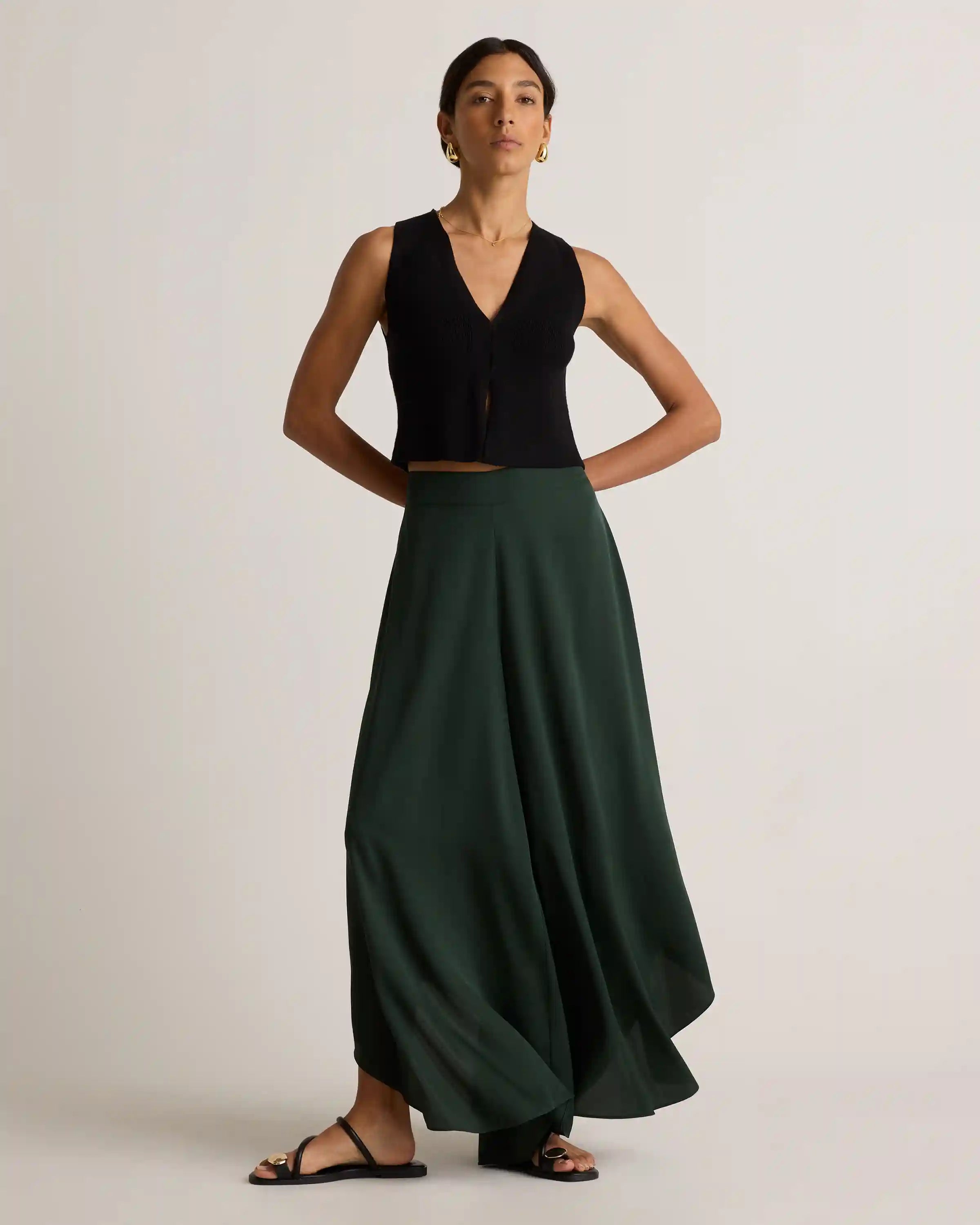 Washable Stretch Silk Palazzo Pants