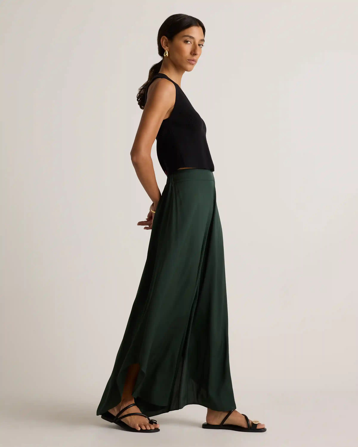 Washable Stretch Silk Palazzo Pants