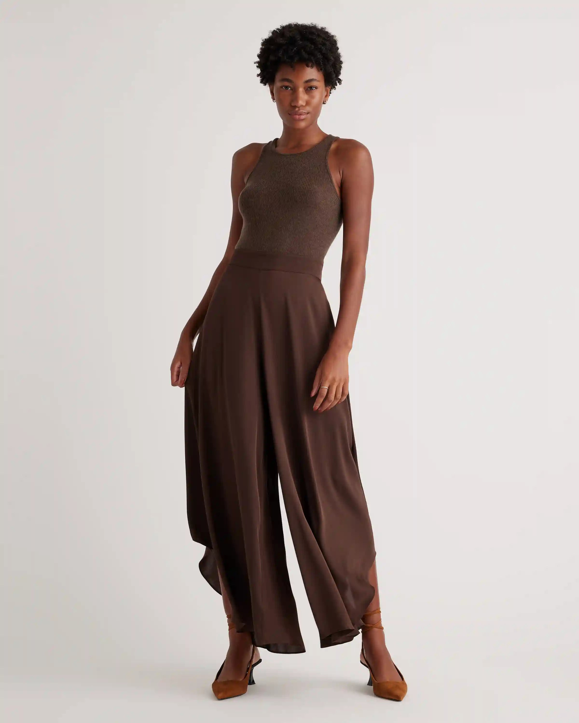 Washable Stretch Silk Palazzo Pants