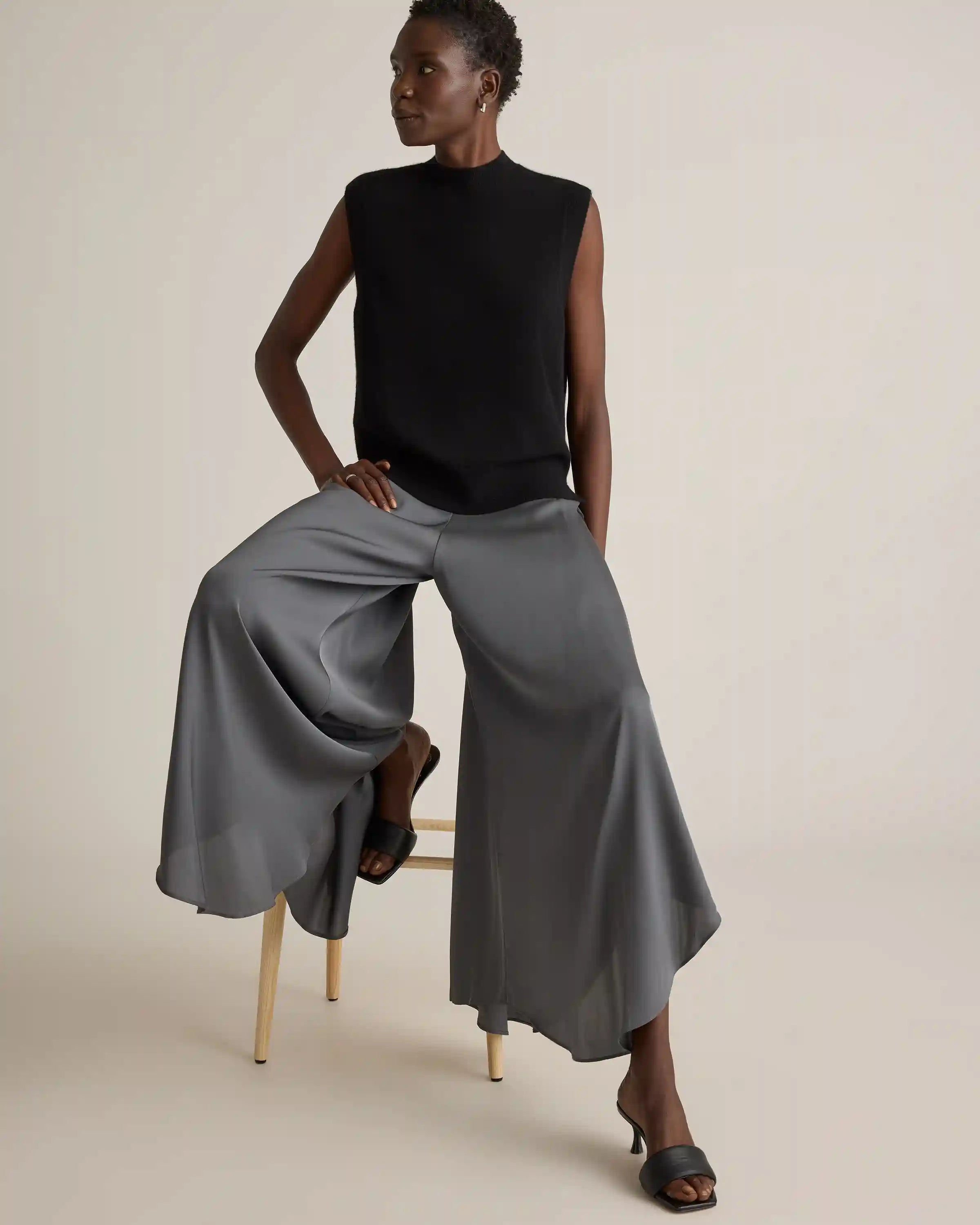 Washable Stretch Silk Palazzo Pants