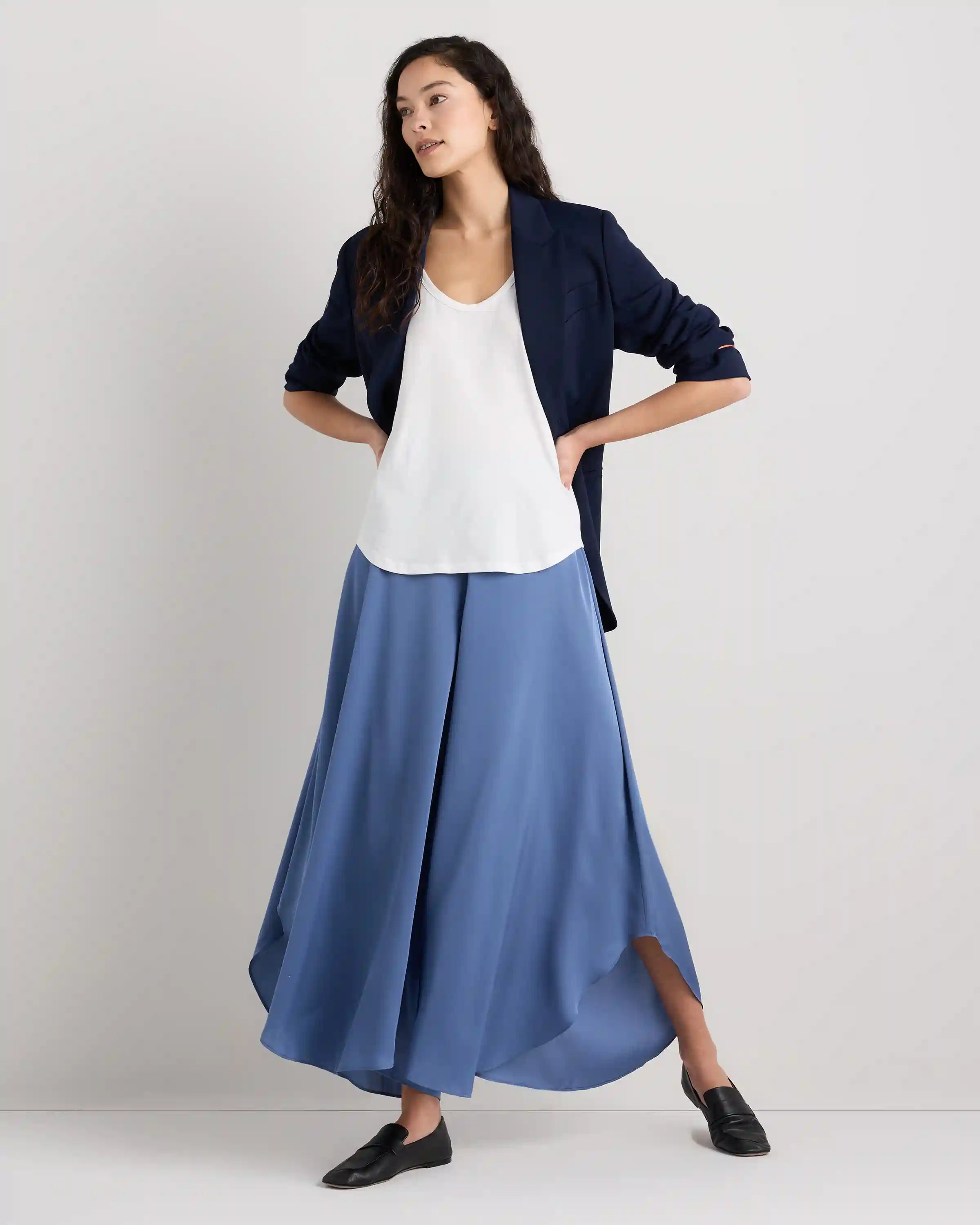 Washable Stretch Silk Palazzo Pants