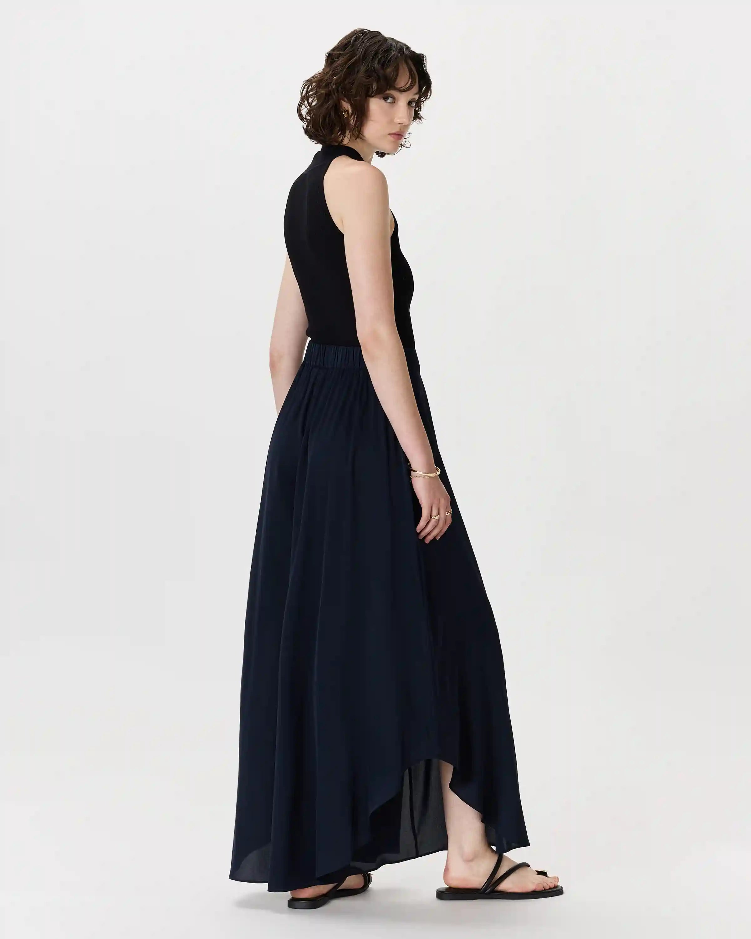 Washable Stretch Silk Palazzo Pants
