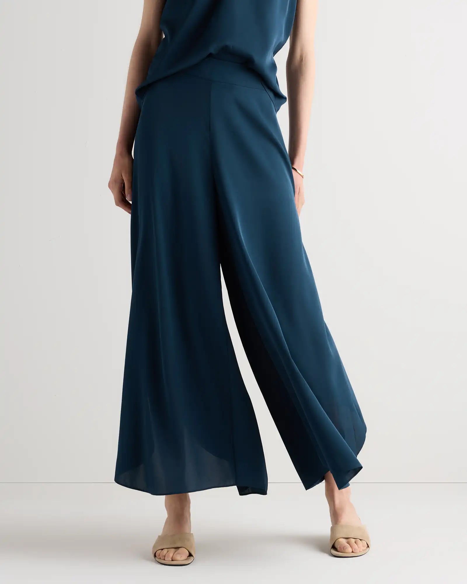 Washable Stretch Silk Palazzo Pants