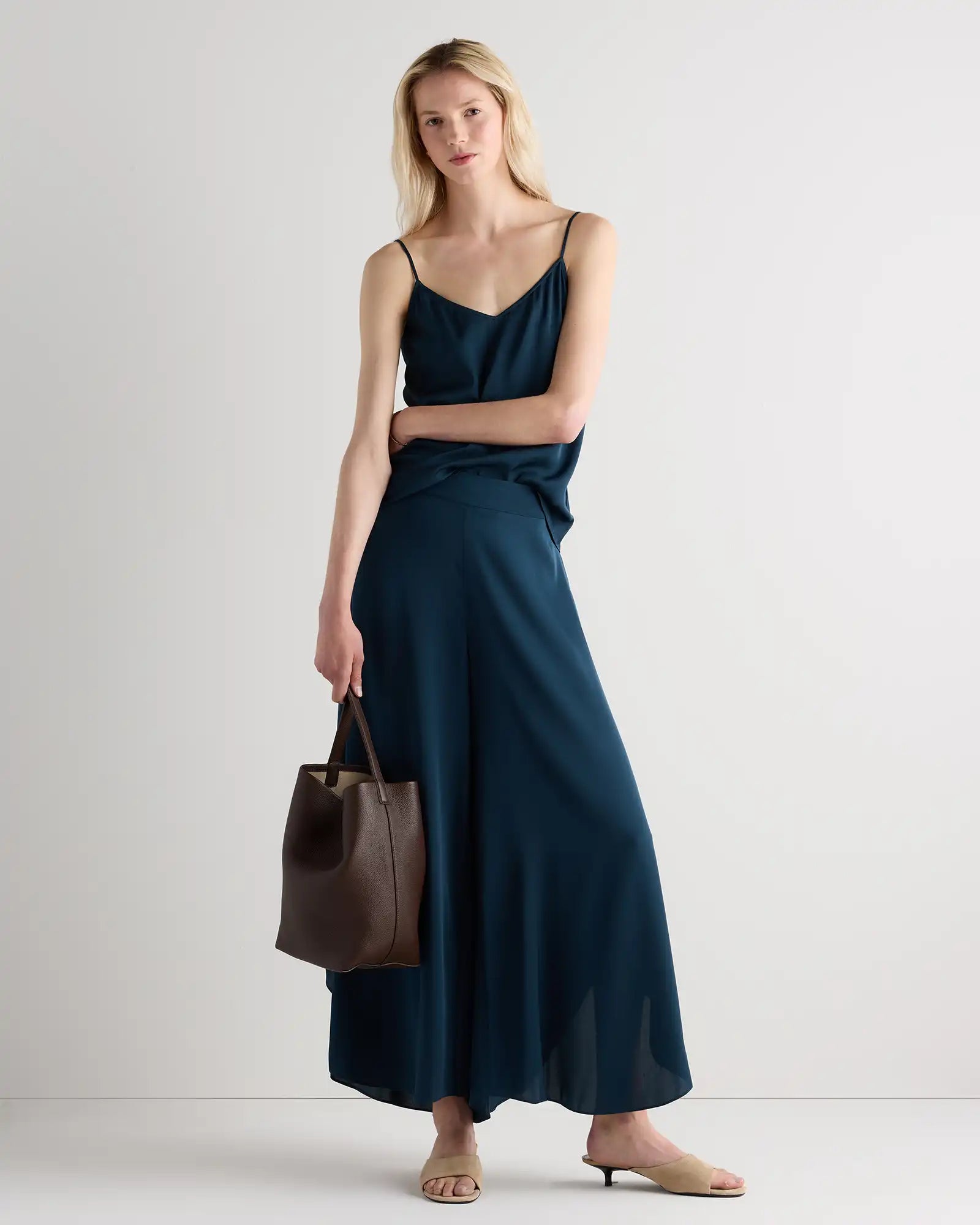 Washable Stretch Silk Palazzo Pants