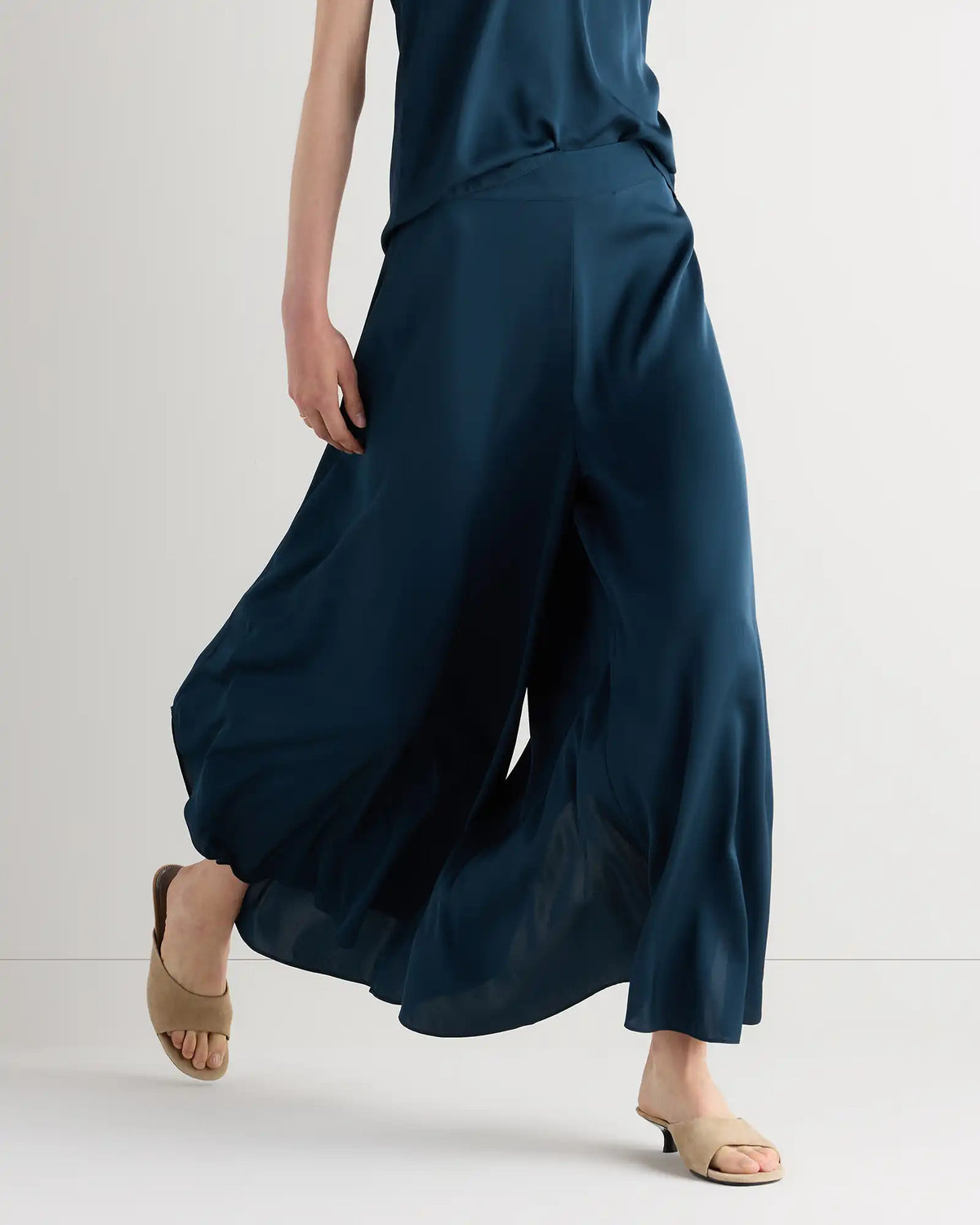 Washable Stretch Silk Palazzo Pants
