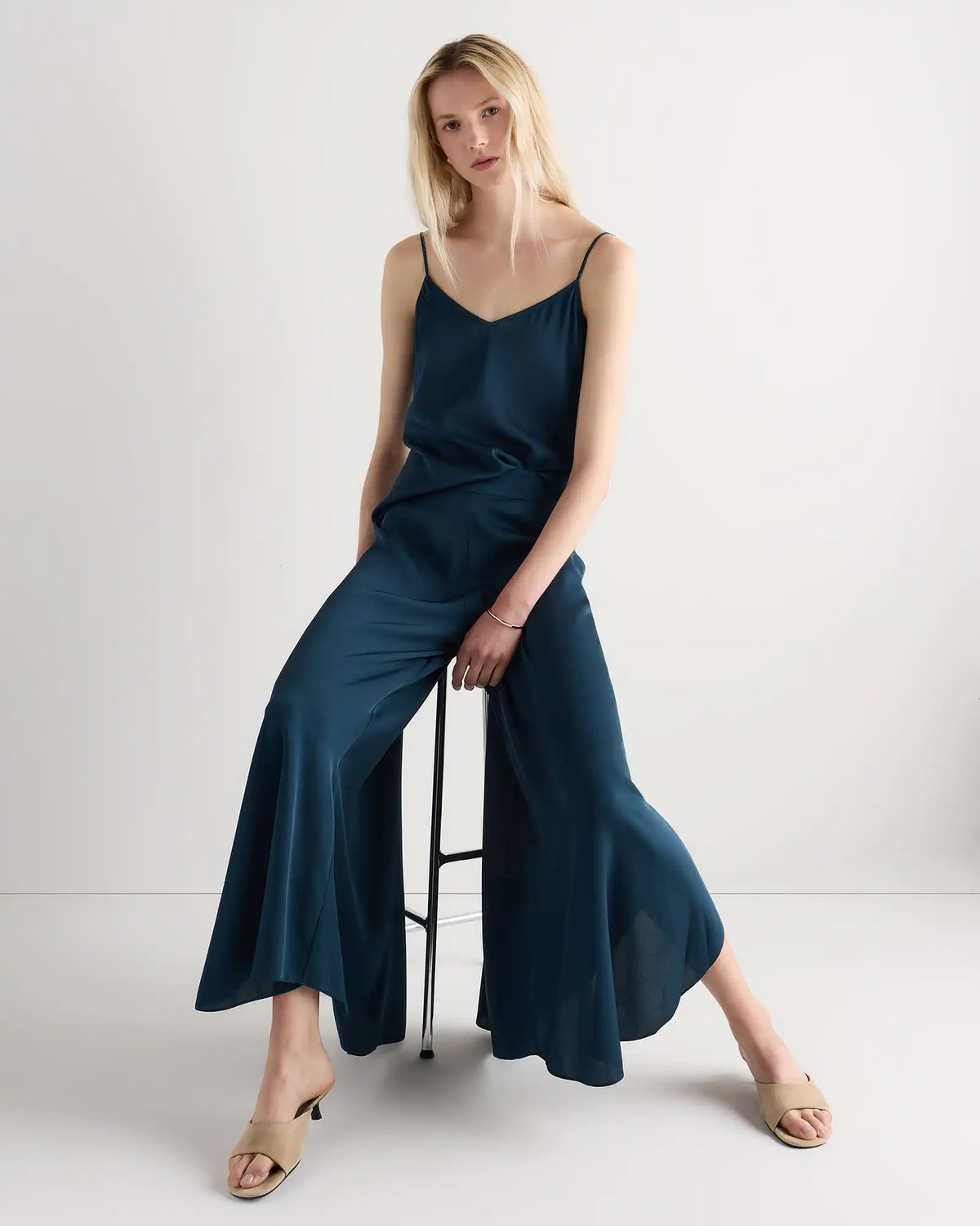 Washable Stretch Silk Palazzo Pants