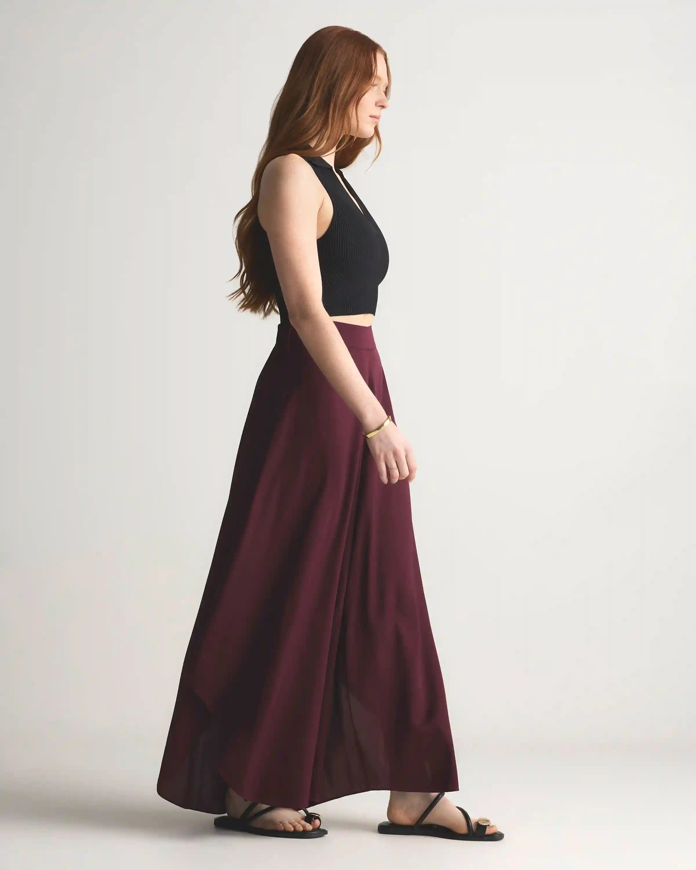 Washable Stretch Silk Palazzo Pants