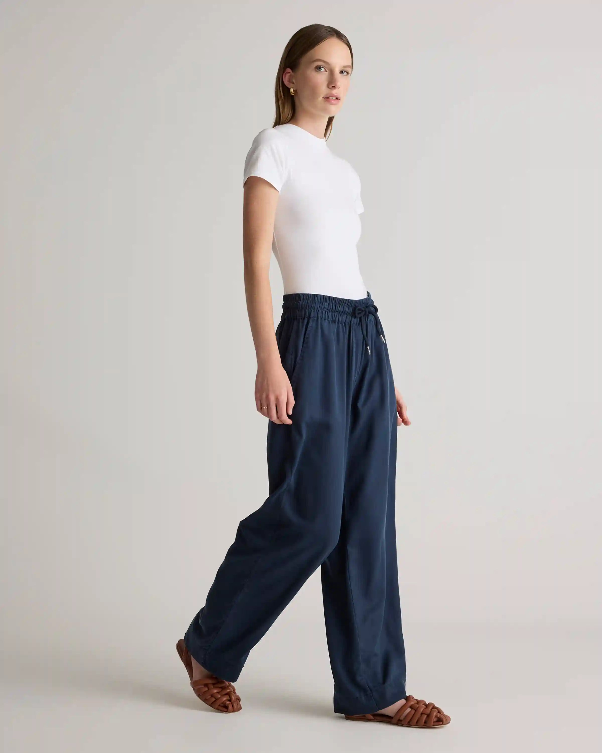 Vintage Wash Tencel Wide Leg Pants