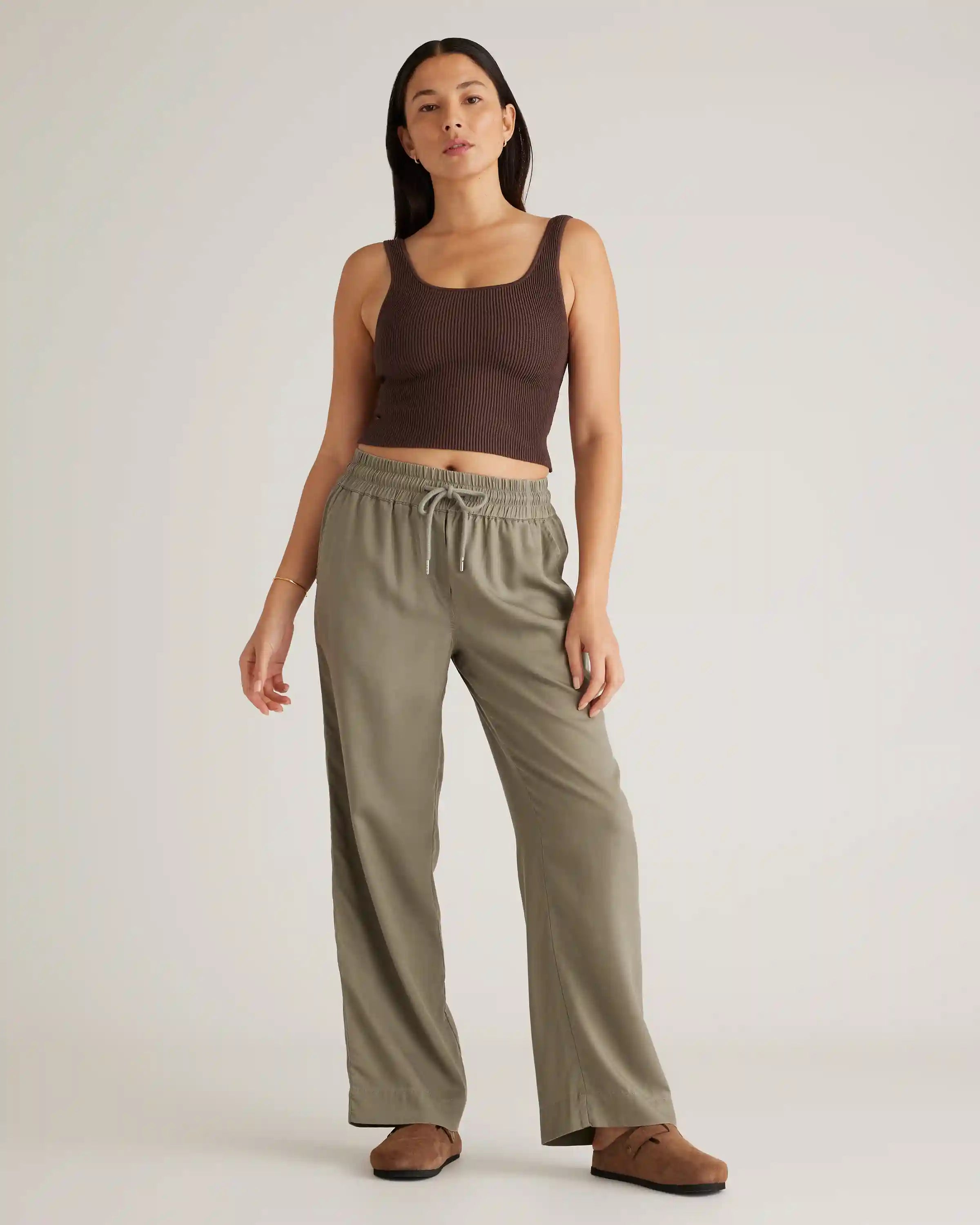 Vintage Wash Tencel Wide Leg Pants