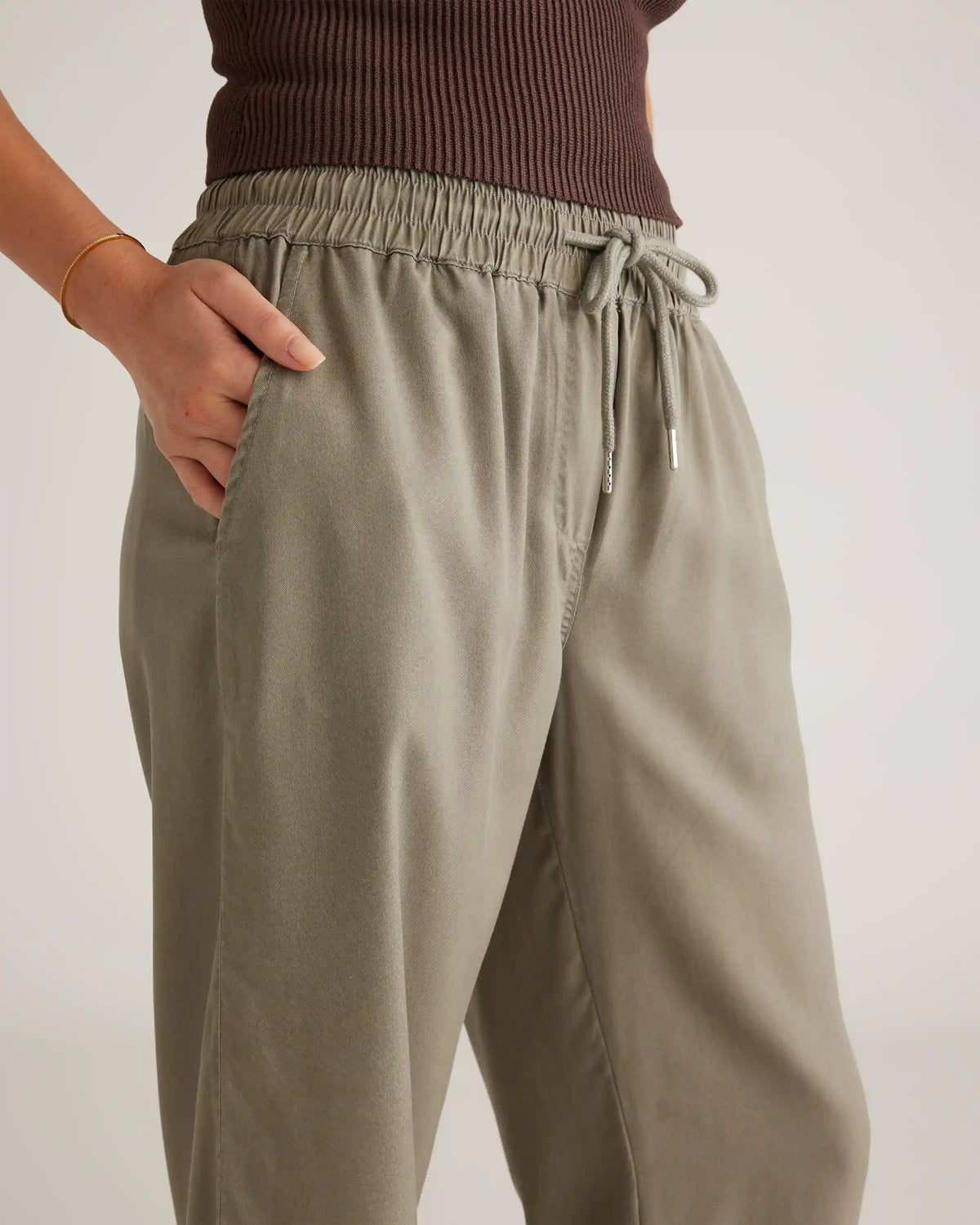 Vintage Wash Tencel Wide Leg Pants