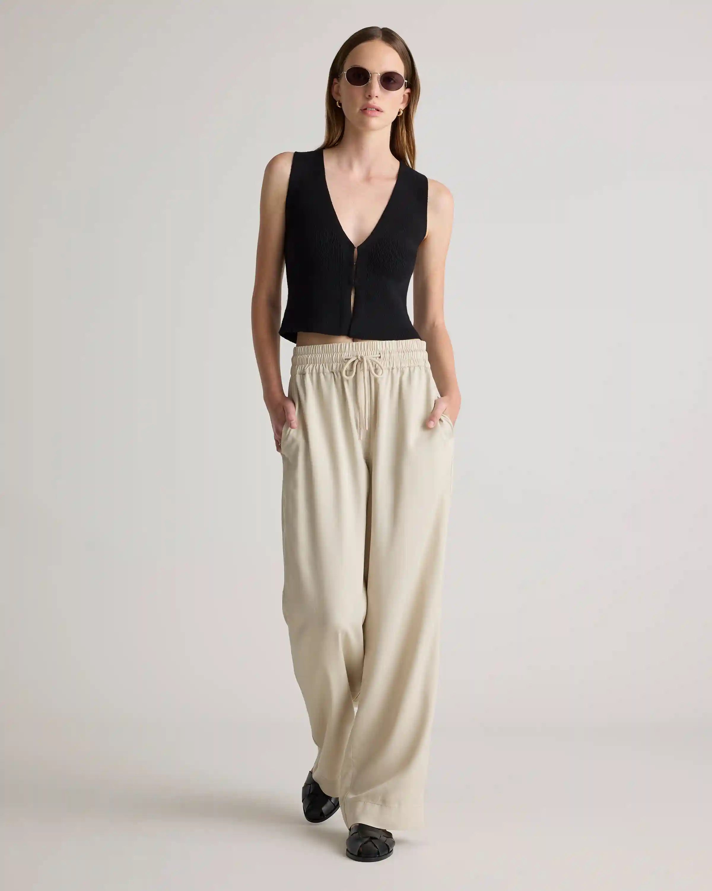 Vintage Wash Tencel Wide Leg Pants