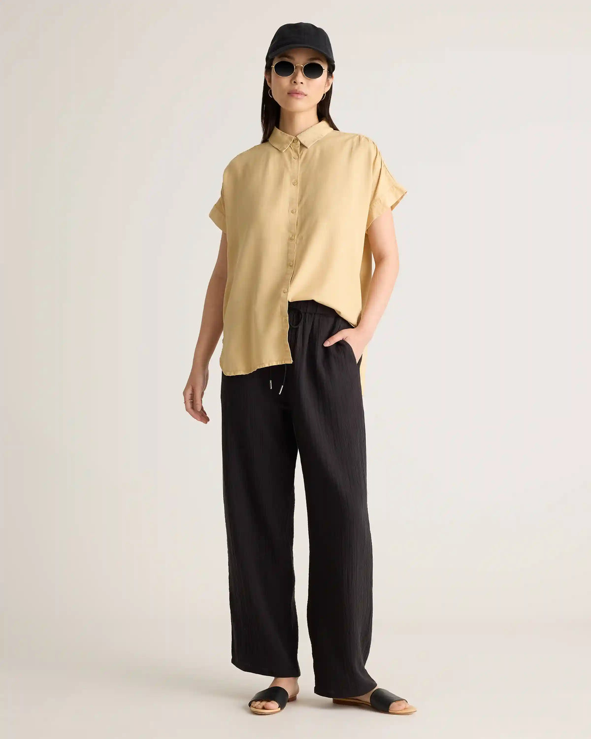 100% Organic Cotton Gauze Straight Leg Pants