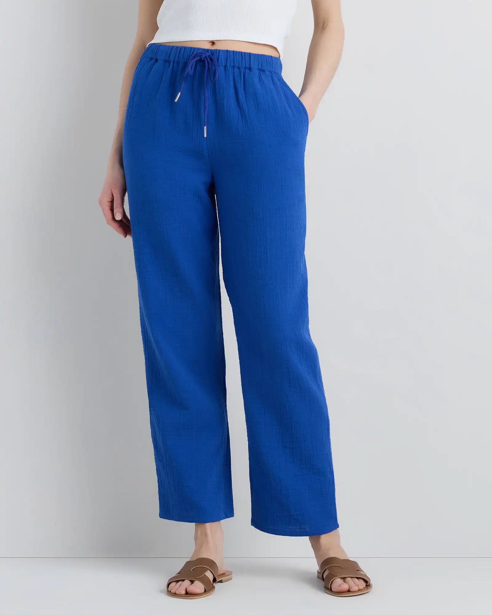 100% Organic Cotton Gauze Straight Leg Pants