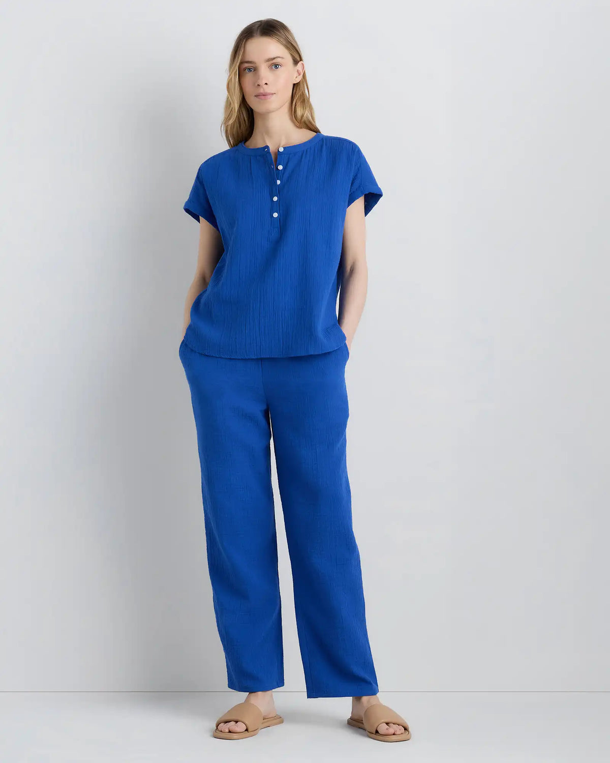 100% Organic Cotton Gauze Straight Leg Pants