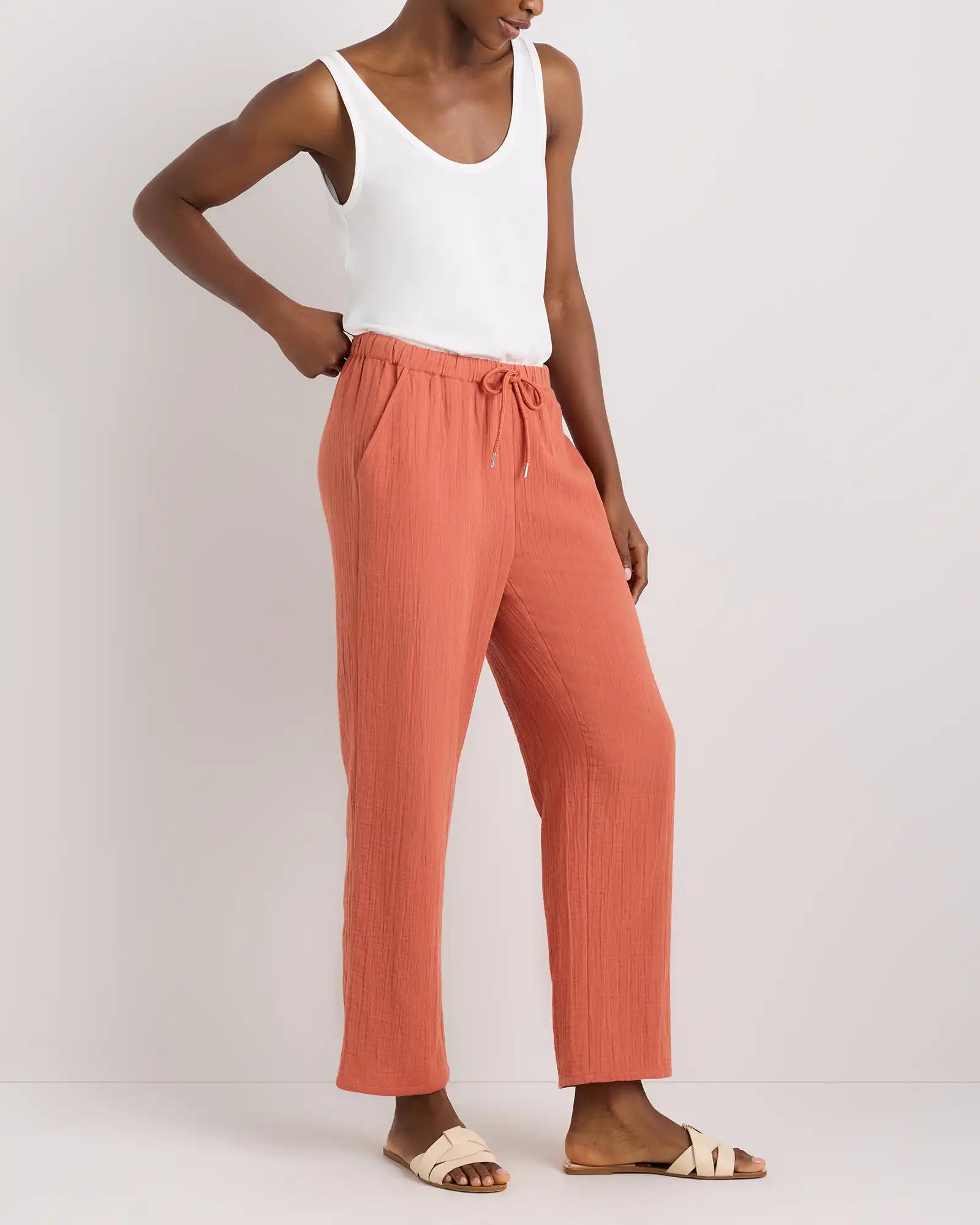 100% Organic Cotton Gauze Straight Leg Pants