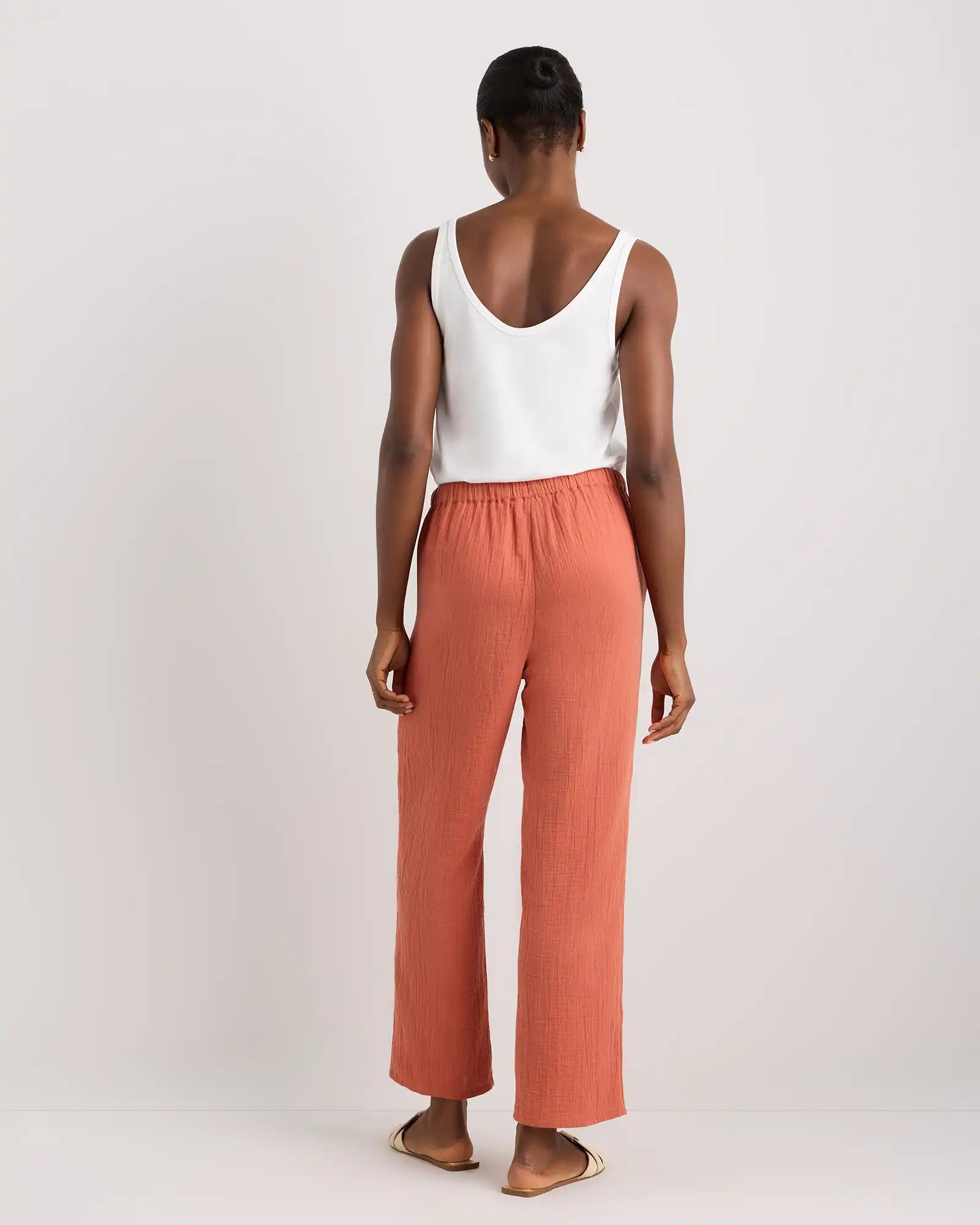 100% Organic Cotton Gauze Straight Leg Pants