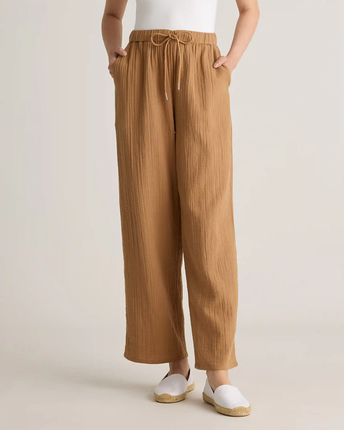 100% Organic Cotton Gauze Straight Leg Pants