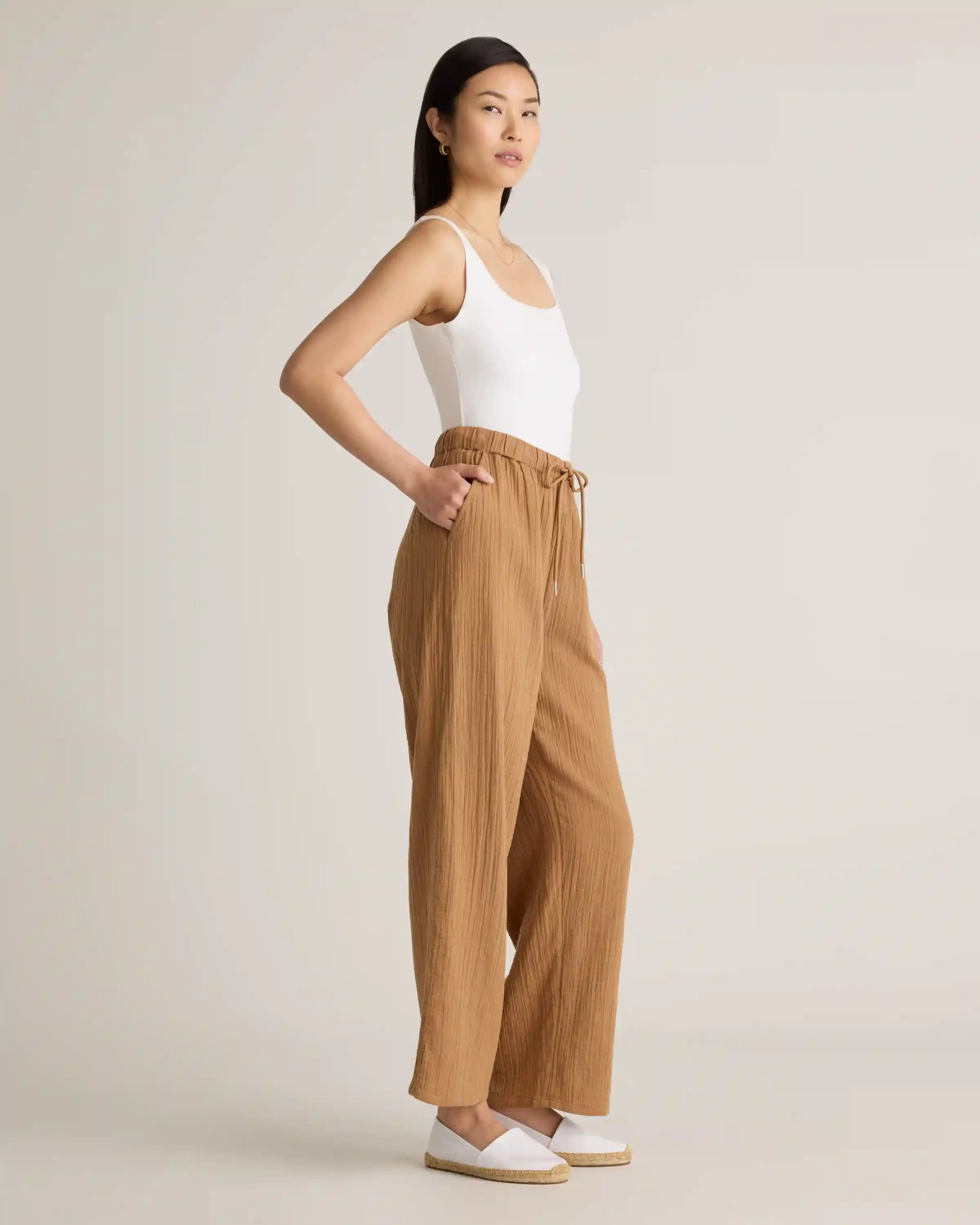 100% Organic Cotton Gauze Straight Leg Pants