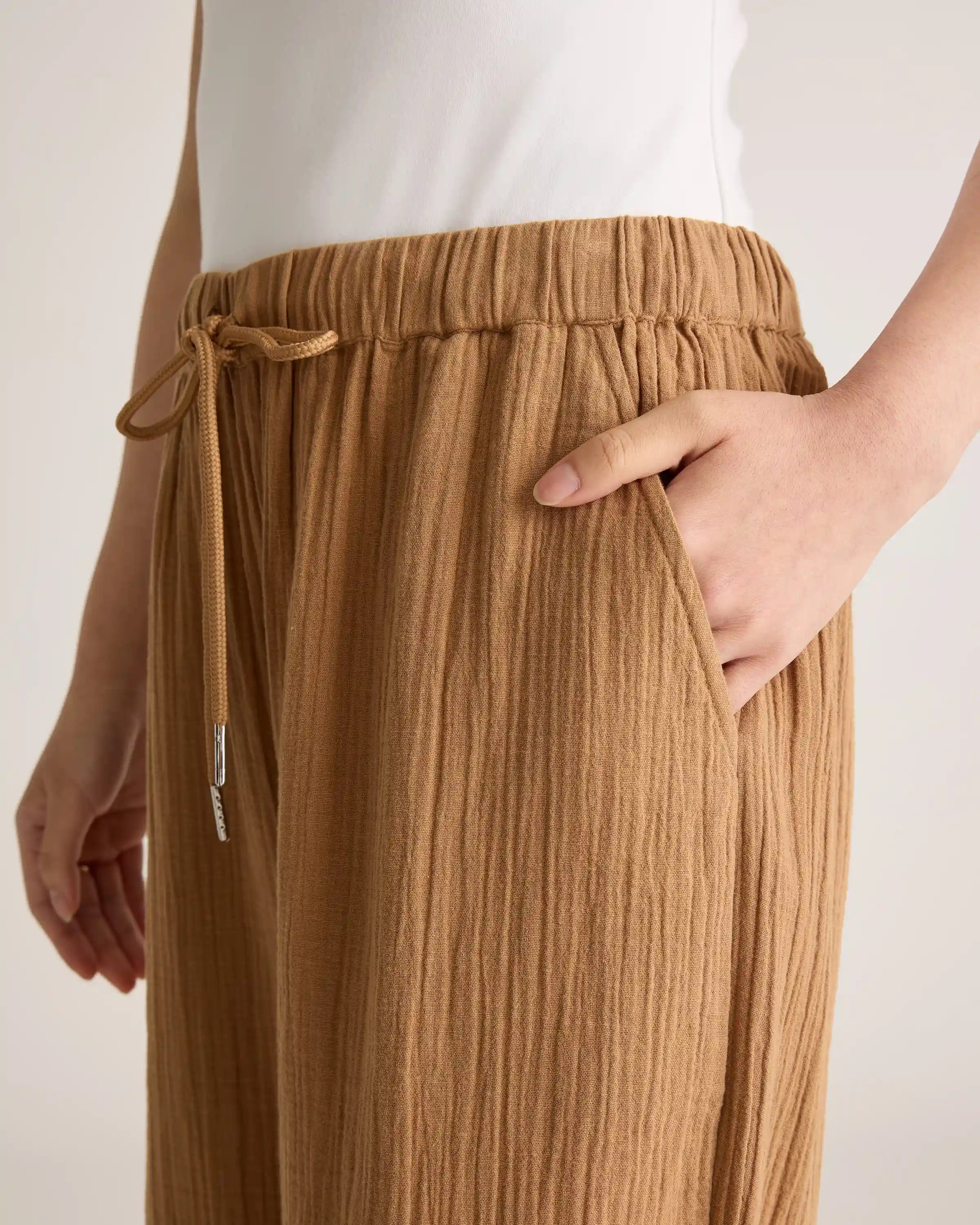 100% Organic Cotton Gauze Straight Leg Pants