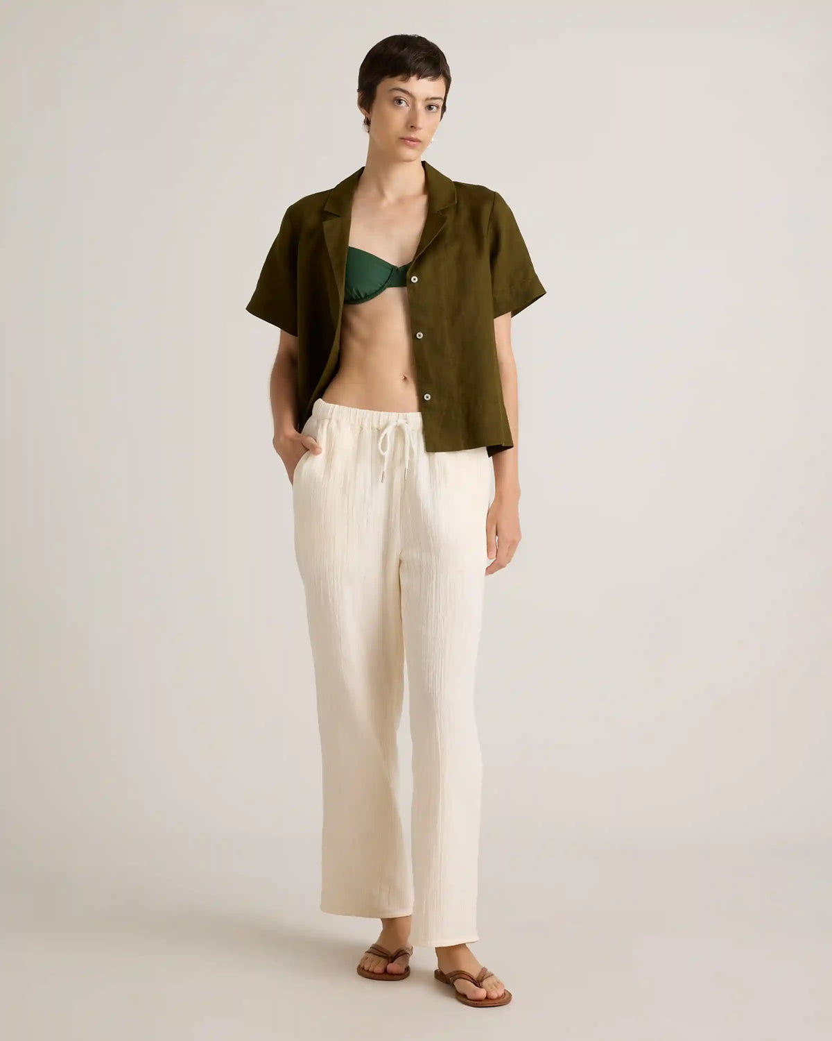 100% Organic Cotton Gauze Straight Leg Pants