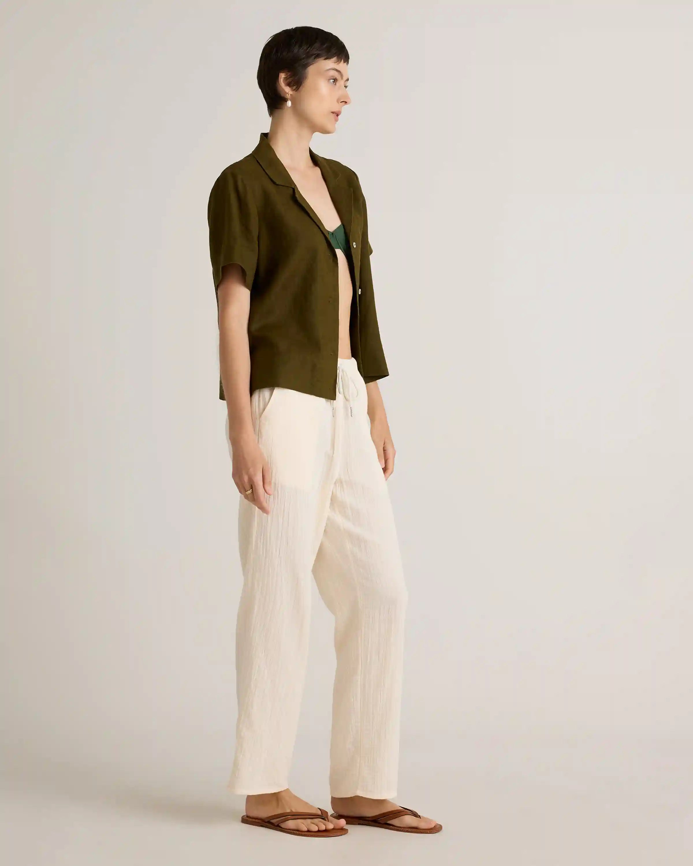 100% Organic Cotton Gauze Straight Leg Pants