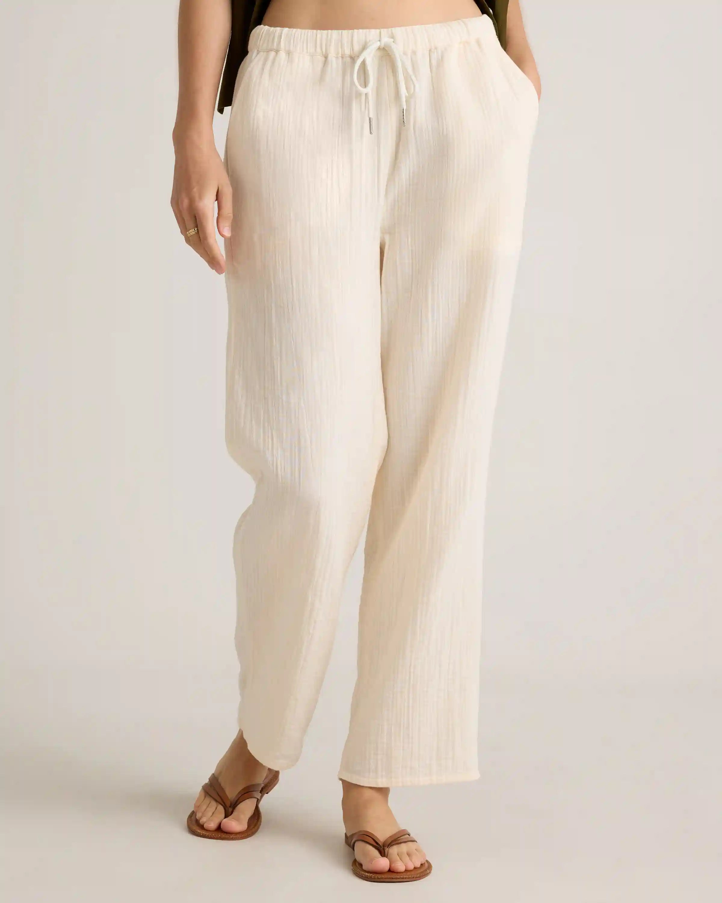 100% Organic Cotton Gauze Straight Leg Pants