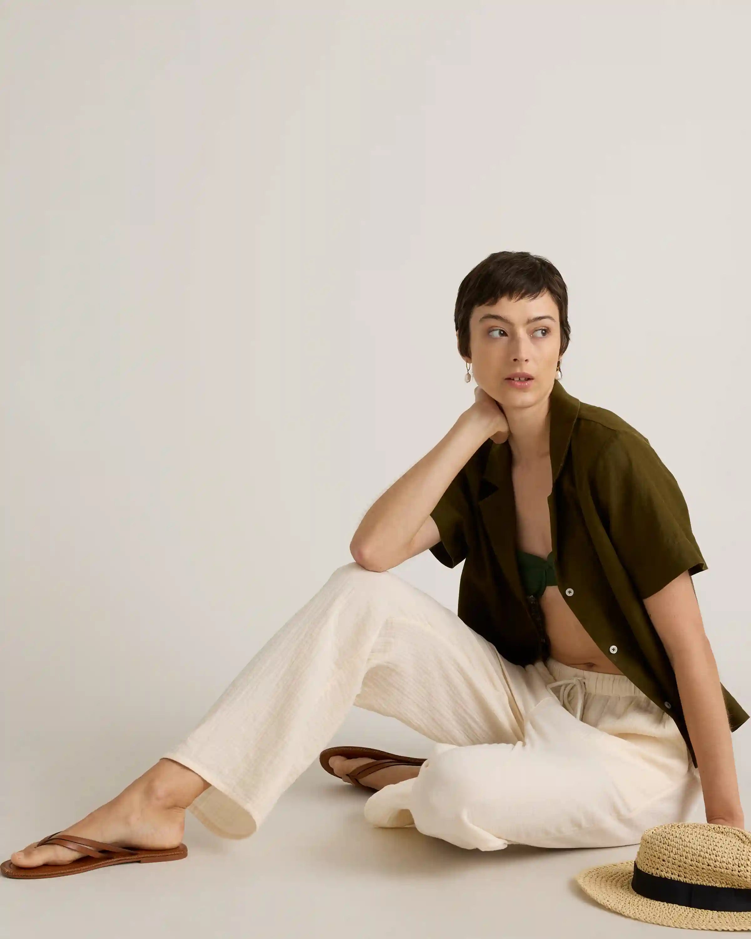 100% Organic Cotton Gauze Straight Leg Pants