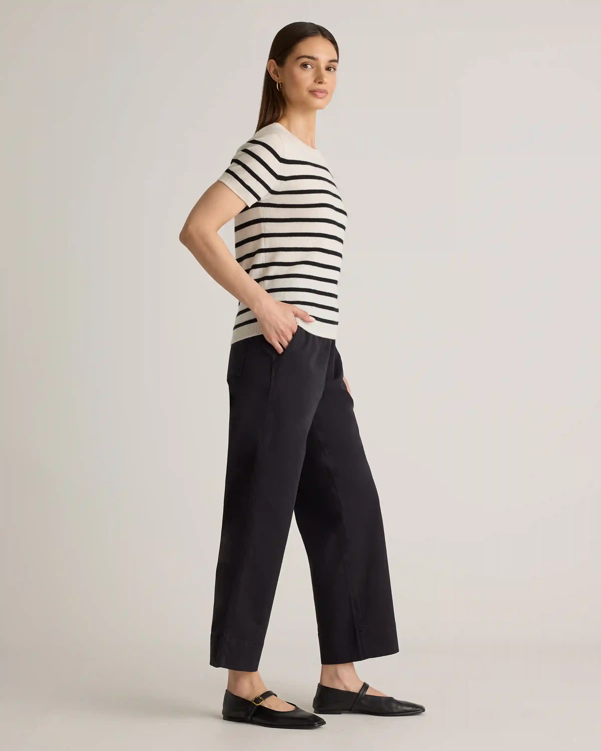 Organic Stretch Cotton Wide Leg Chino Pants