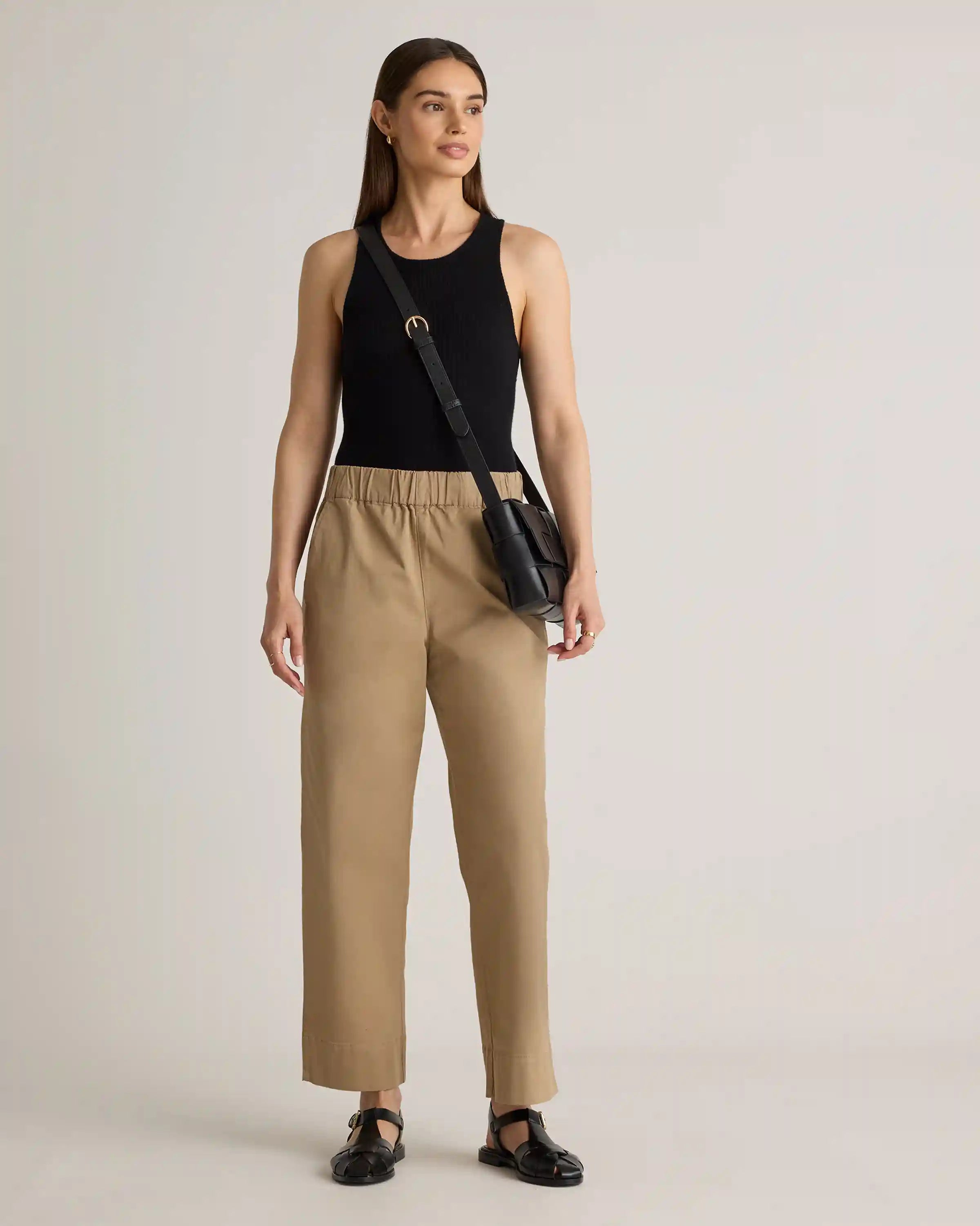 Organic Stretch Cotton Wide Leg Chino Pants