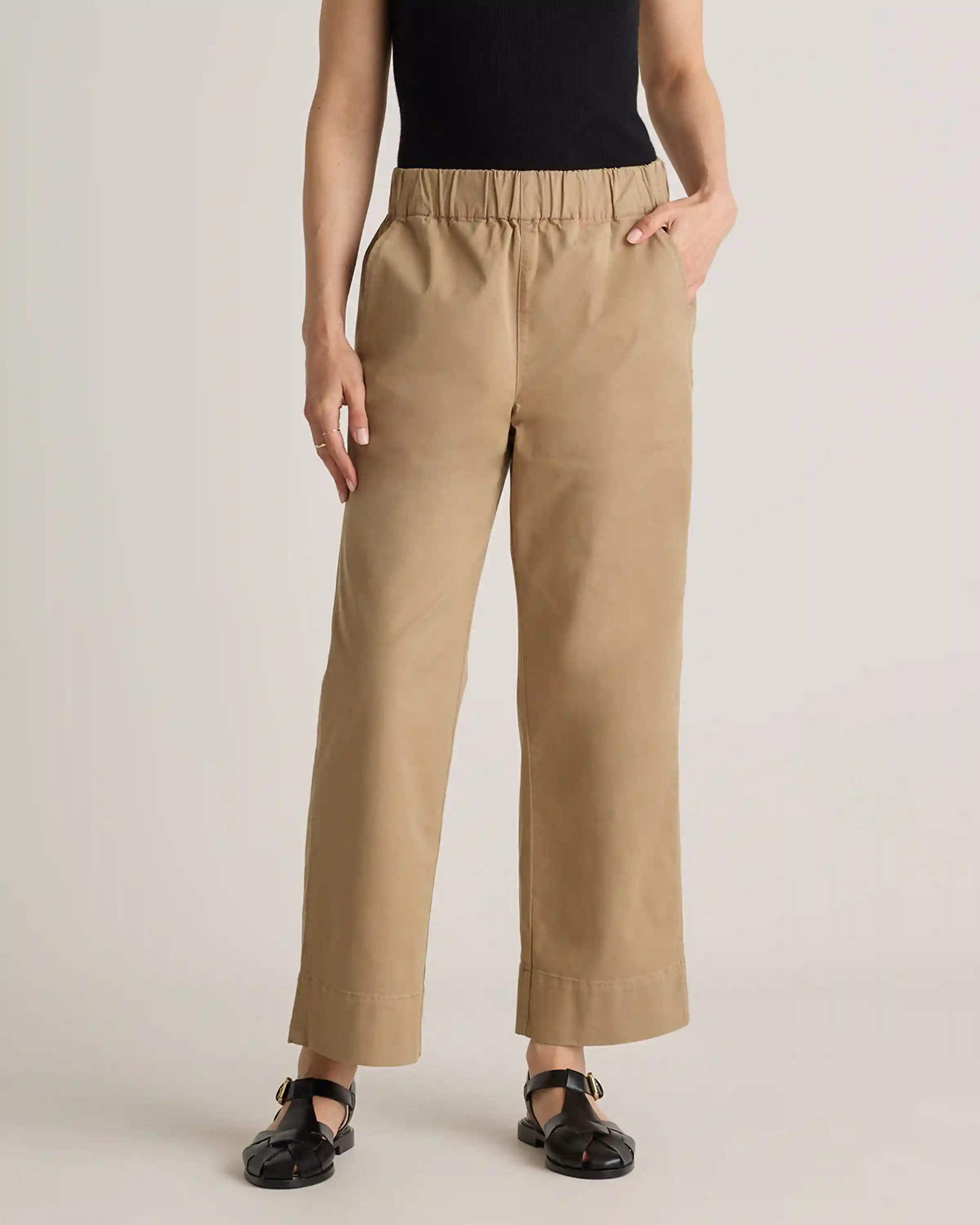 Organic Stretch Cotton Wide Leg Chino Pants
