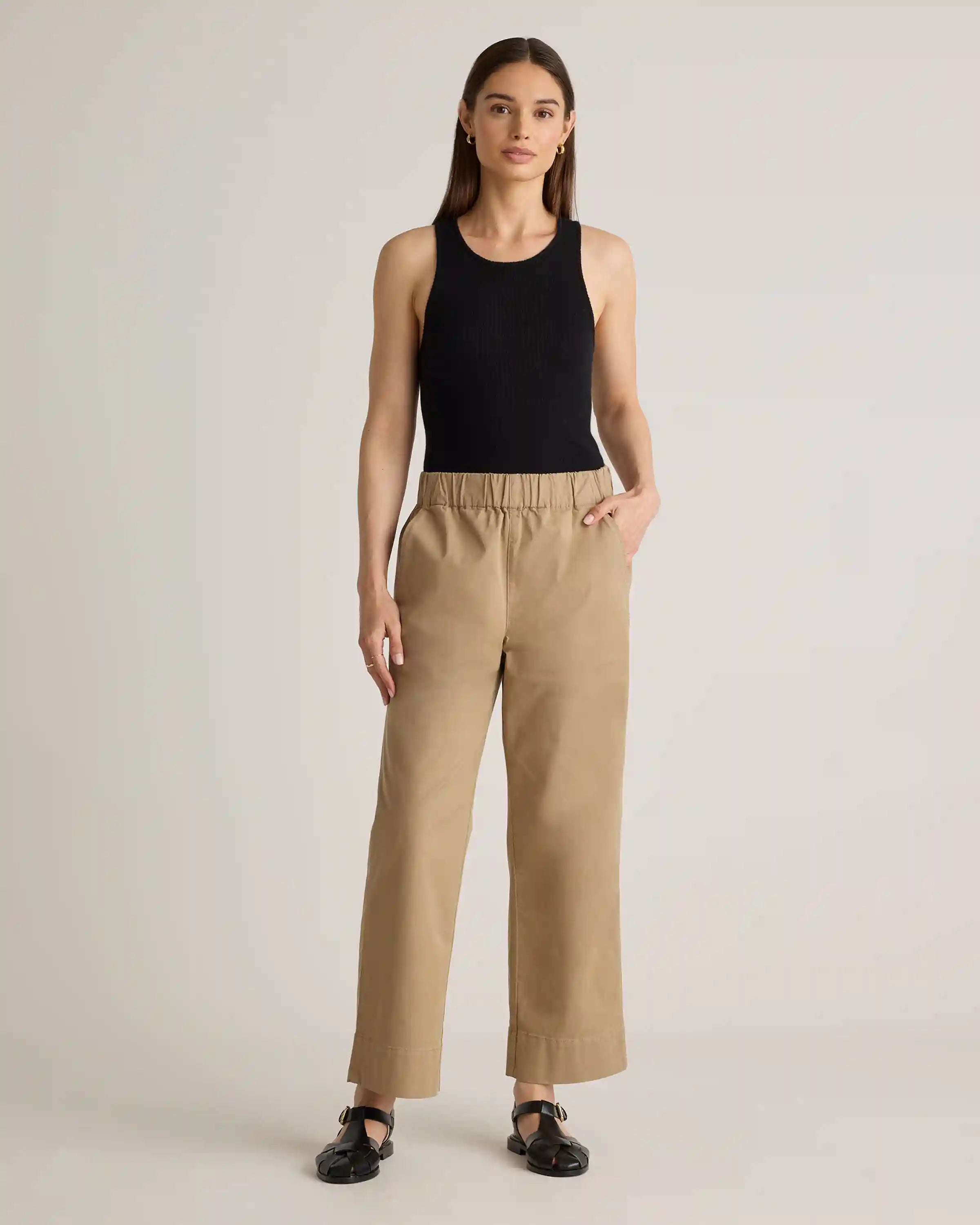 Organic Stretch Cotton Wide Leg Chino Pants