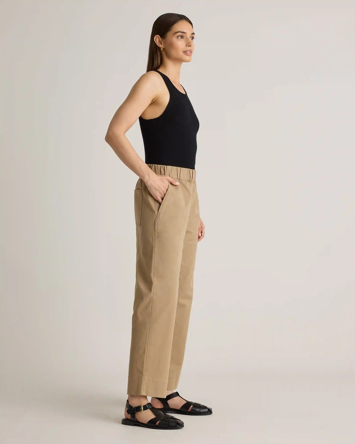 Organic Stretch Cotton Wide Leg Chino Pants