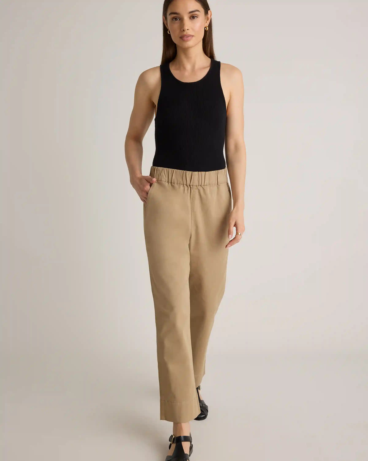 Organic Stretch Cotton Wide Leg Chino Pants