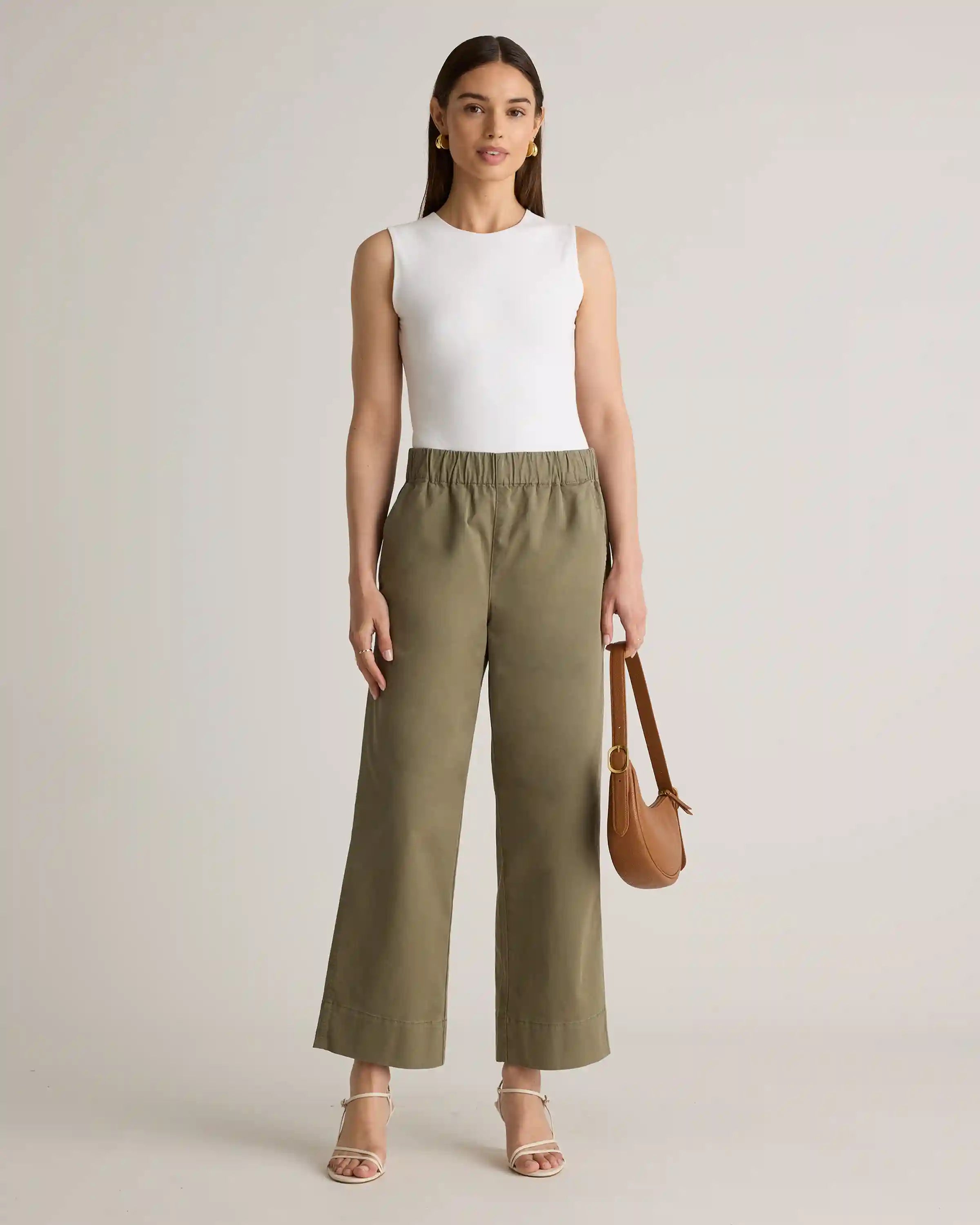 Organic Stretch Cotton Wide Leg Chino Pants