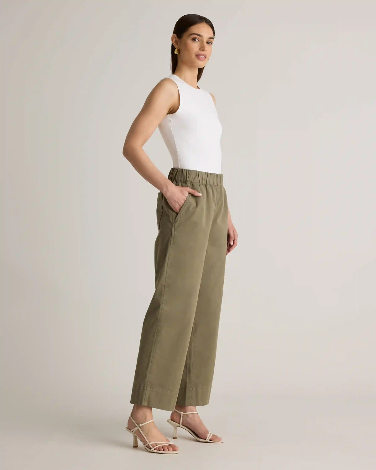 Organic Stretch Cotton Wide Leg Chino Pants