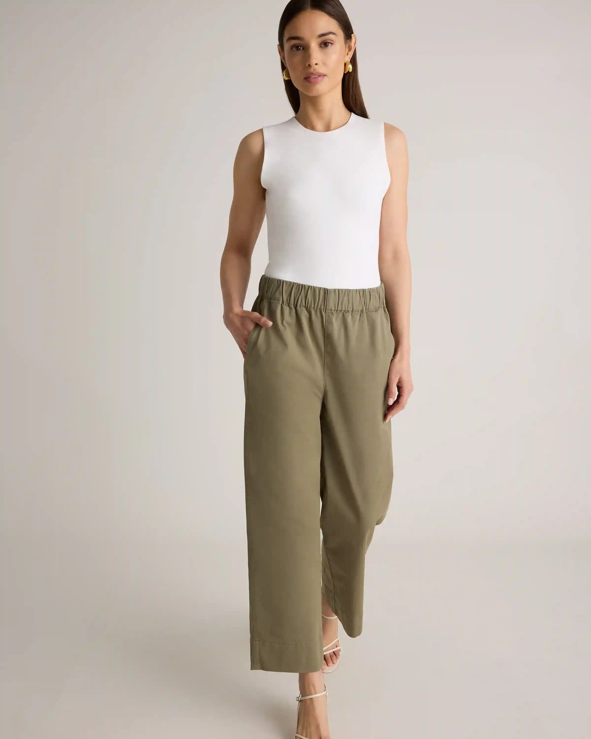 Organic Stretch Cotton Wide Leg Chino Pants