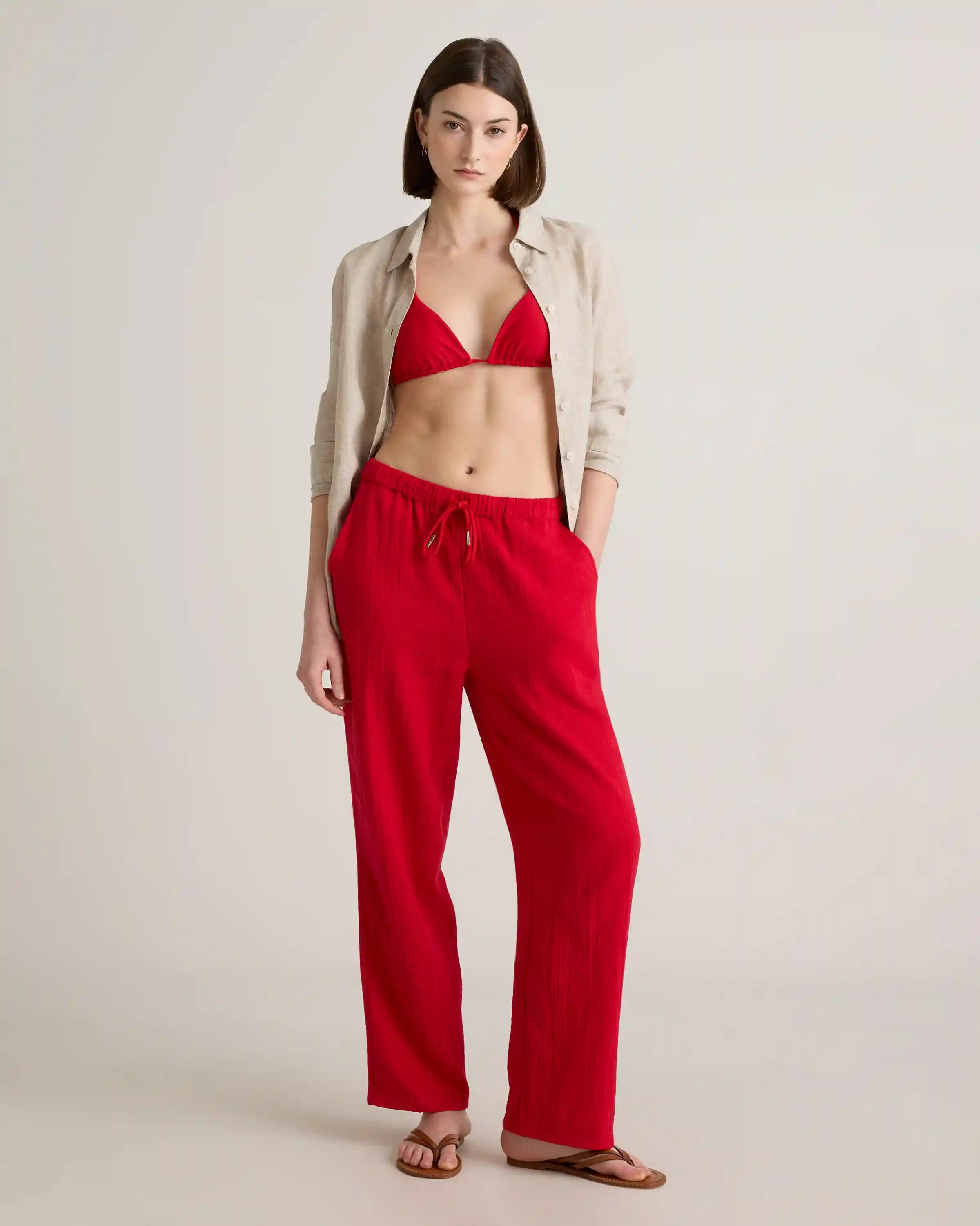 100% Organic Cotton Gauze Straight Leg Pants