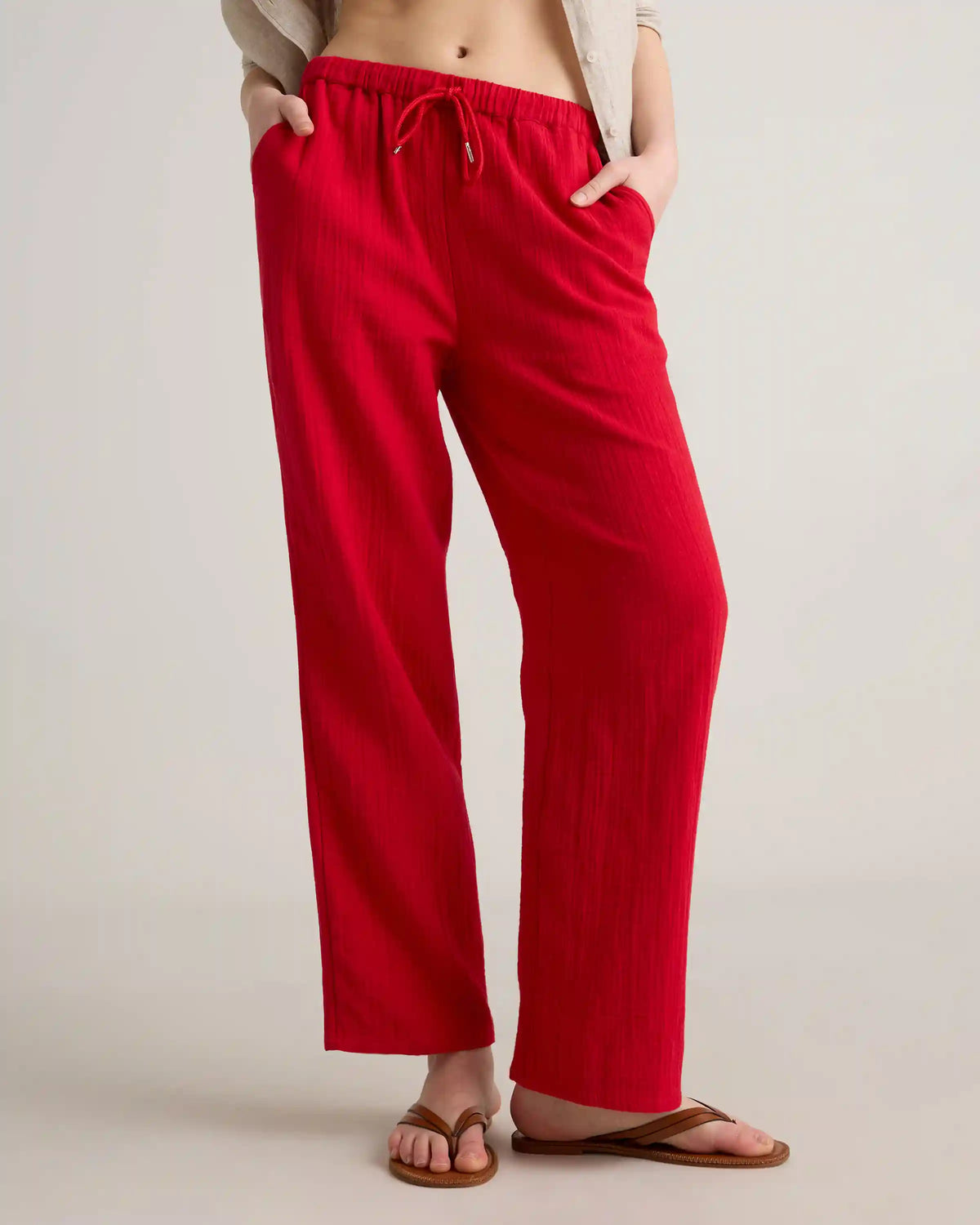 100% Organic Cotton Gauze Straight Leg Pants