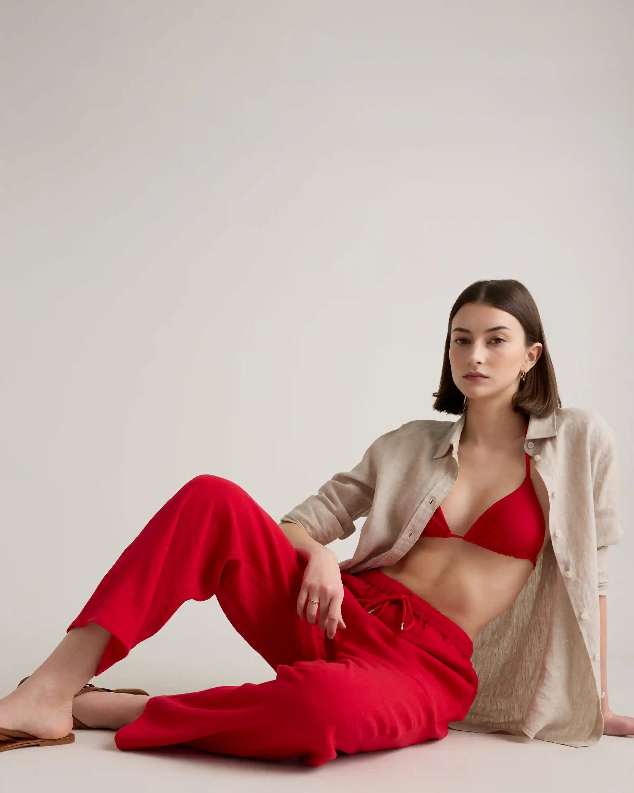 100% Organic Cotton Gauze Straight Leg Pants