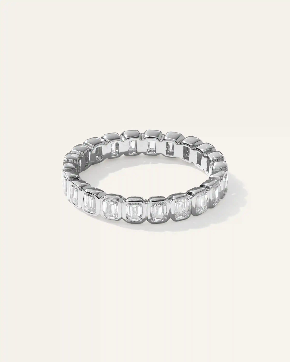 Lab Grown Diamond Emerald North-South Bezel Eternity Band
