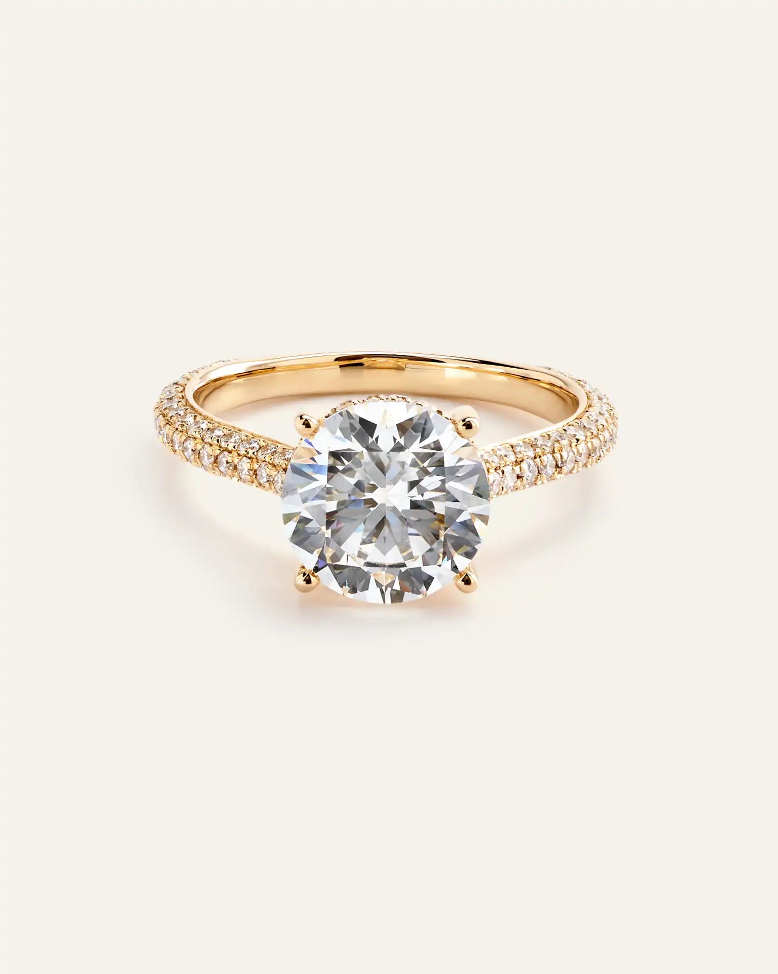 Lab Grown Diamond Round Pave Cathedral Engagement Ring - 3ct