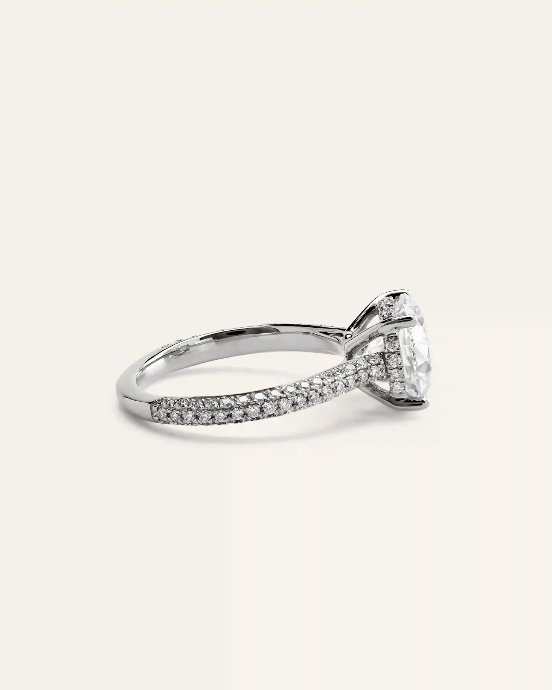 Lab Grown Diamond Round Pave Cathedral Engagement Ring - 3ct