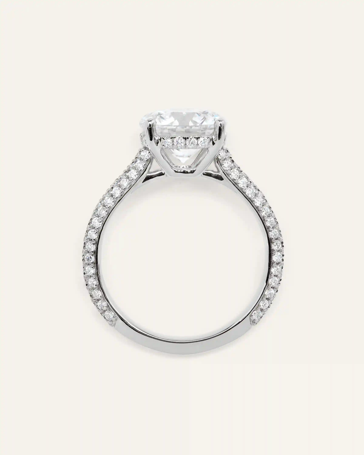 Lab Grown Diamond Round Pave Cathedral Engagement Ring - 3ct