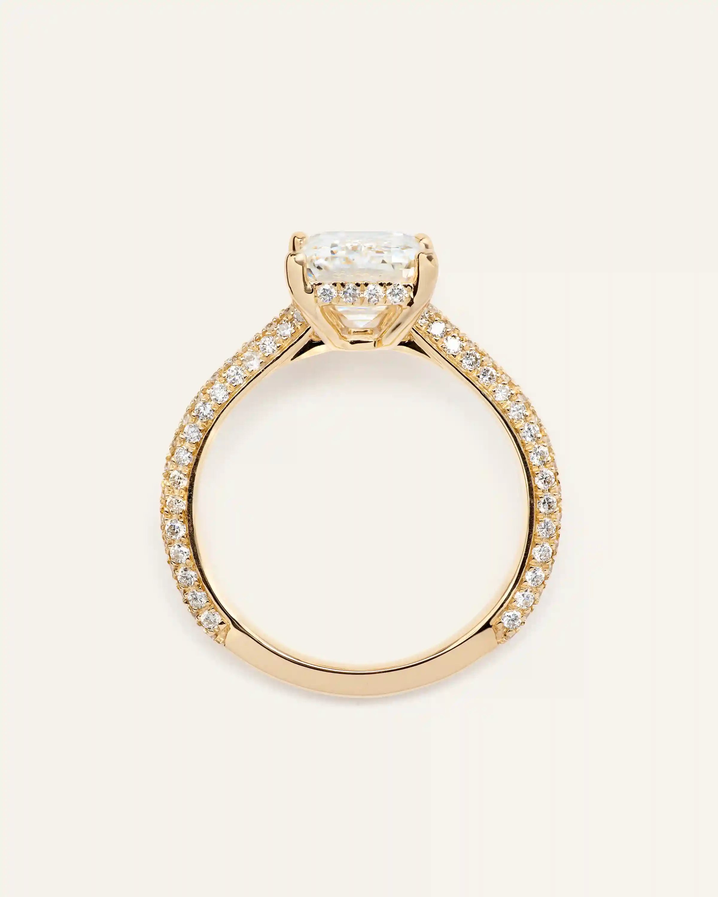 Lab Grown Diamond Emerald Pave Cathedral Engagement Ring - 3ct