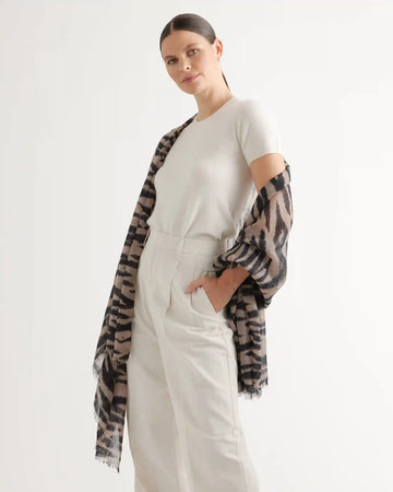 Featherweight Wool Cashmere Frayed Edge Scarf