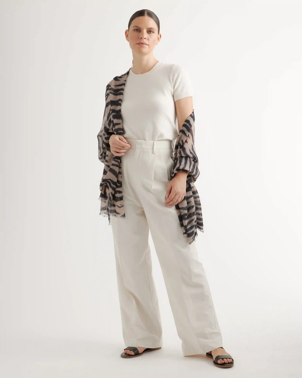 Featherweight Wool Cashmere Frayed Edge Scarf