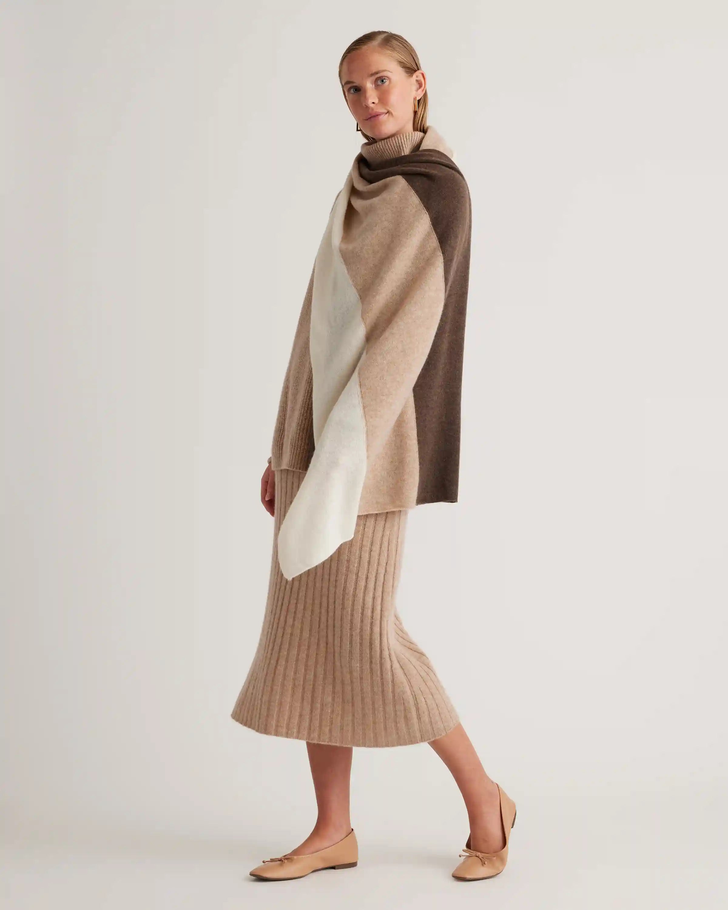Mongolian Cashmere Colorblock Wrap